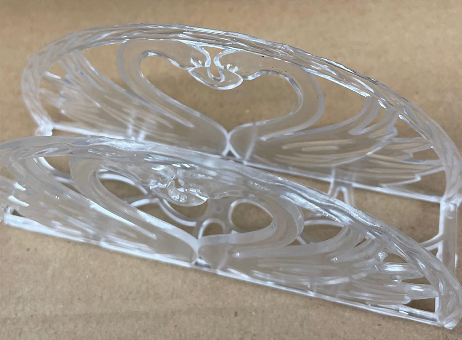 Servilletero de 7 pulgadas, diseño de corazón de cisne doble, 12 piezas, plástico transparente