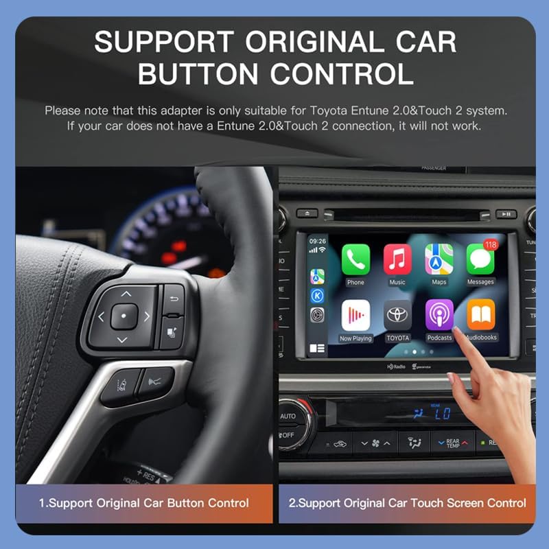 Carplay – Adaptador automático inalámbrico para Android Carplay, kit de readaptación para Toyota Touch2 y Entune2.0 2014-2019 apto para