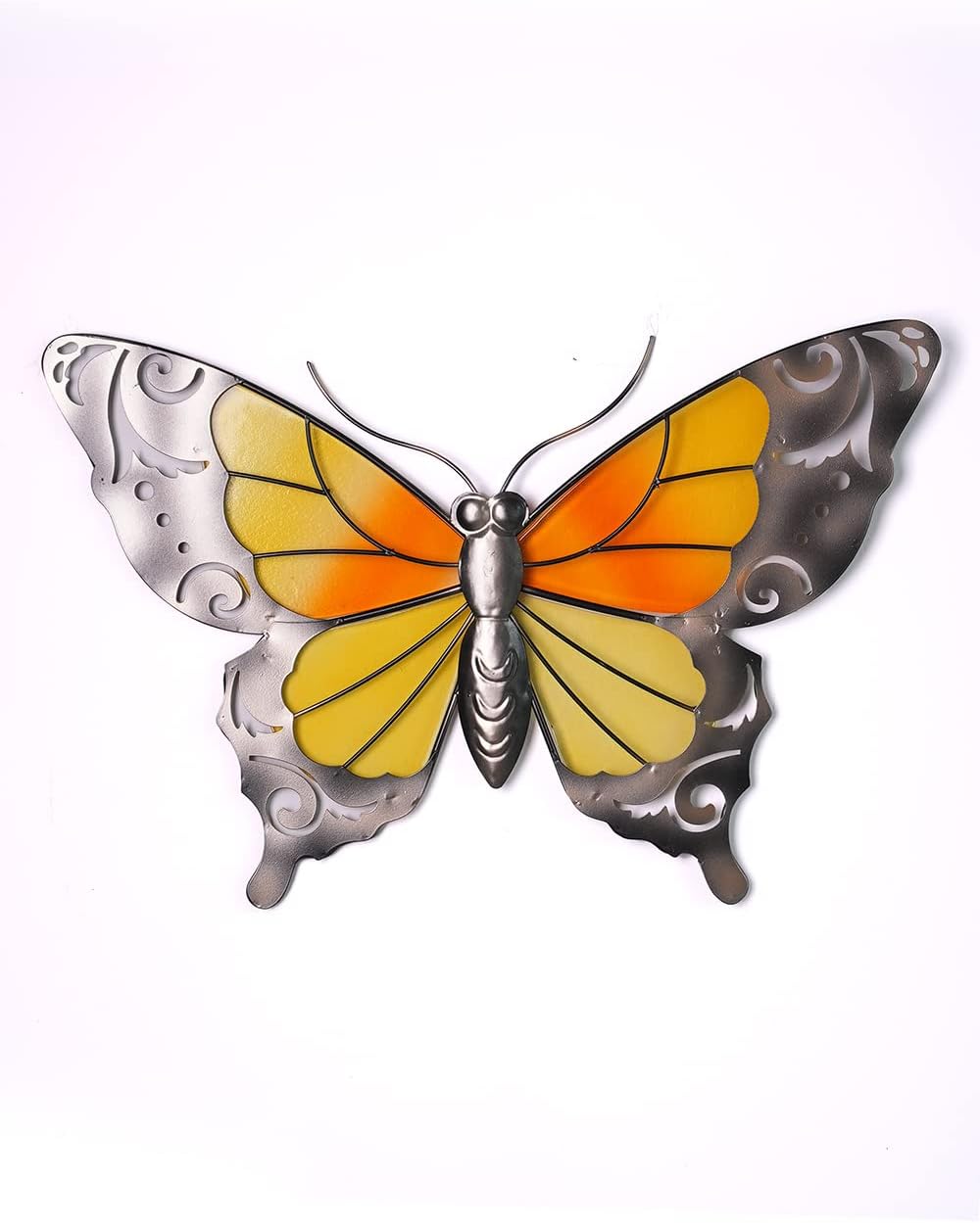 HONCOEN Escultura de pared de arte de metal, decoración de pared moderna, estatua de mariposa 3D, regalo para el hogar, manualidades de vitrales en