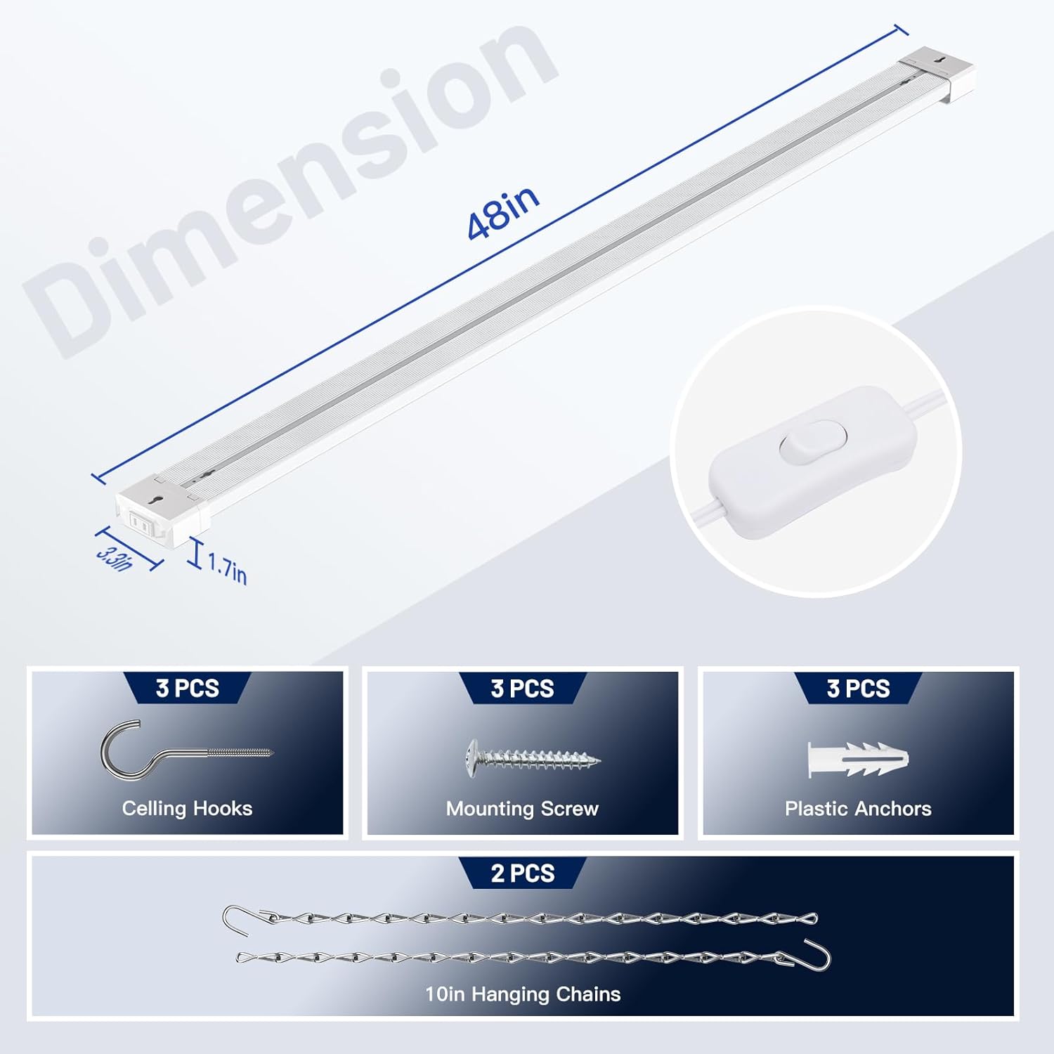 BBOUNDER Paquete de 10 luces LED enlazables para tienda con reflector, luz fría superbrillante de 6500 K, 4400 LM, 4 pies, accesorio integrado de 48