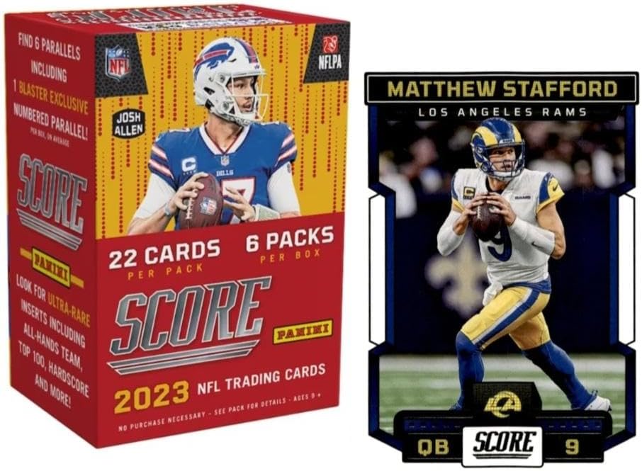 2023 Panini Score Football Blaster Box 6 Packs 132 Cards w 2023 Score Los Angeles Rams Team Set Gift Pack