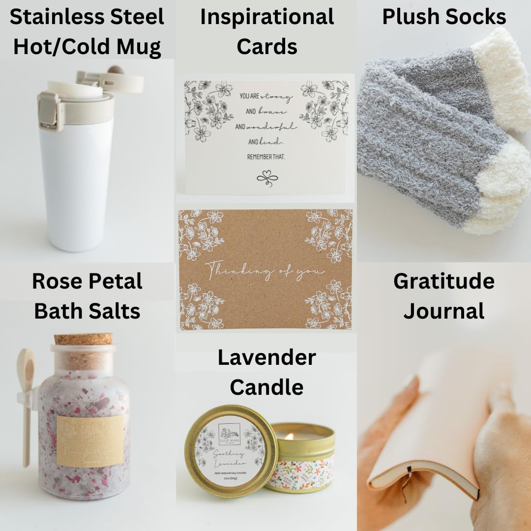 Paquete de cuidado personal  Cesta de regalo Get Well Soon para mujeres, alivio del estrés y pensar en ti