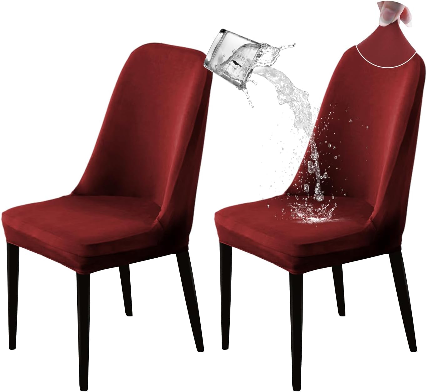 Fundas 100% impermeables para sillas de comedor, paquete de 2 unidades, fundas elásticas de elastano para sillas de comedor, fundas protectoras para
