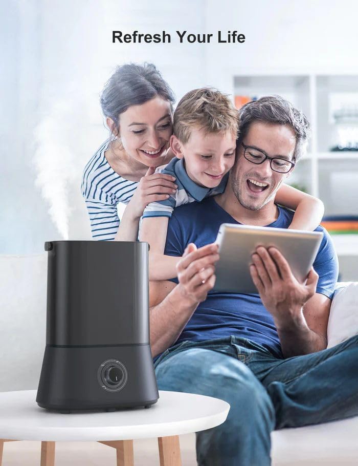 Humidificador de niebla fría, (tanque de agua de 4 litros), humidificadores de aire ultrasónicos silenciosos para dormitorio y habitación grande,