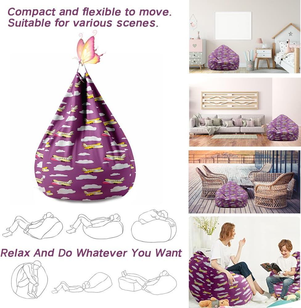 Lukery Puf de almacenamiento de animales de peluche de béisbol 3D para niños y adultos, puf rellenable (sin relleno) para sala de estar, sofá