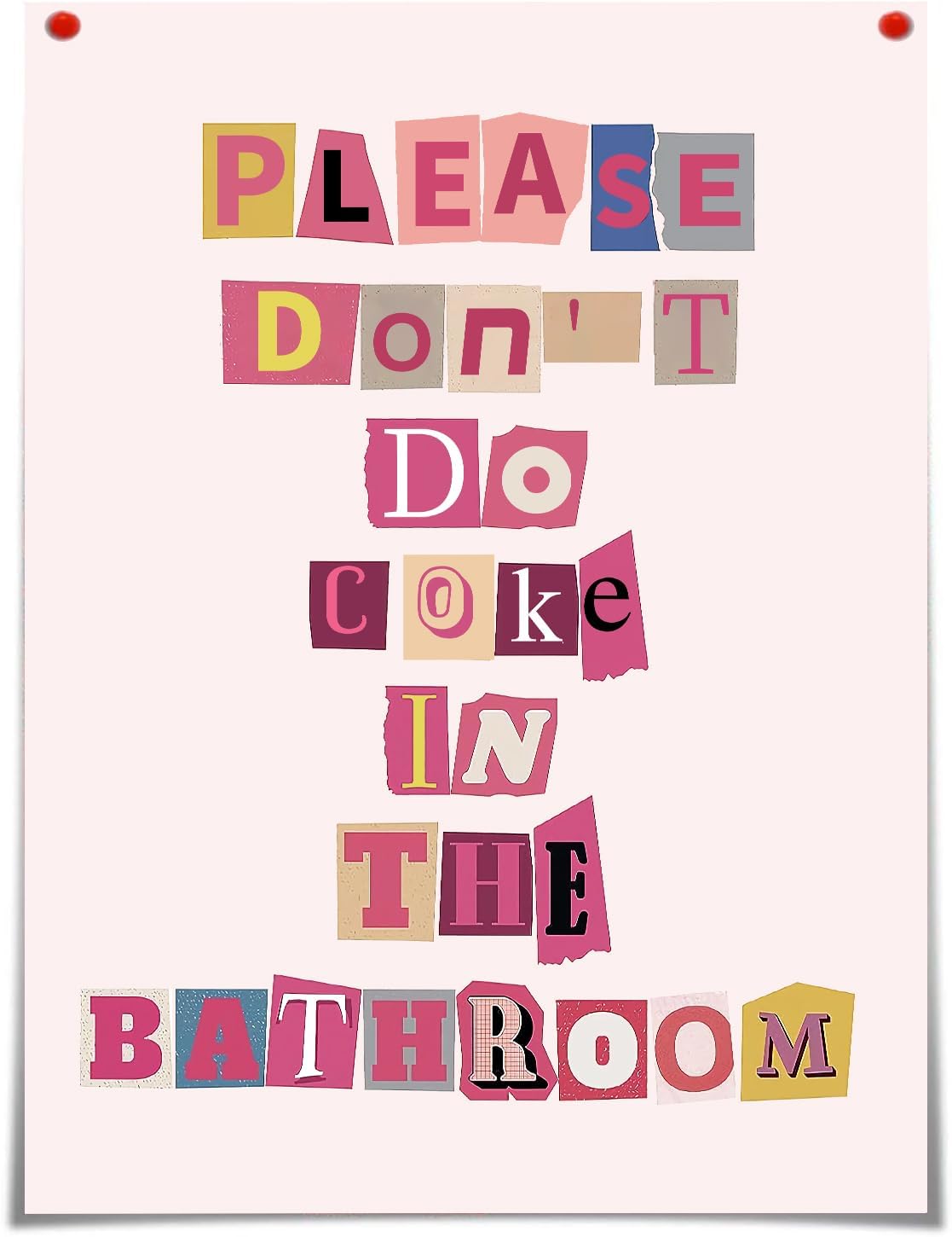 Póster de citas de refranes de baño de moda, texto colorido con texto en inglés Please Dont Do Coke In The Bath, impresiones artísticas de pared de