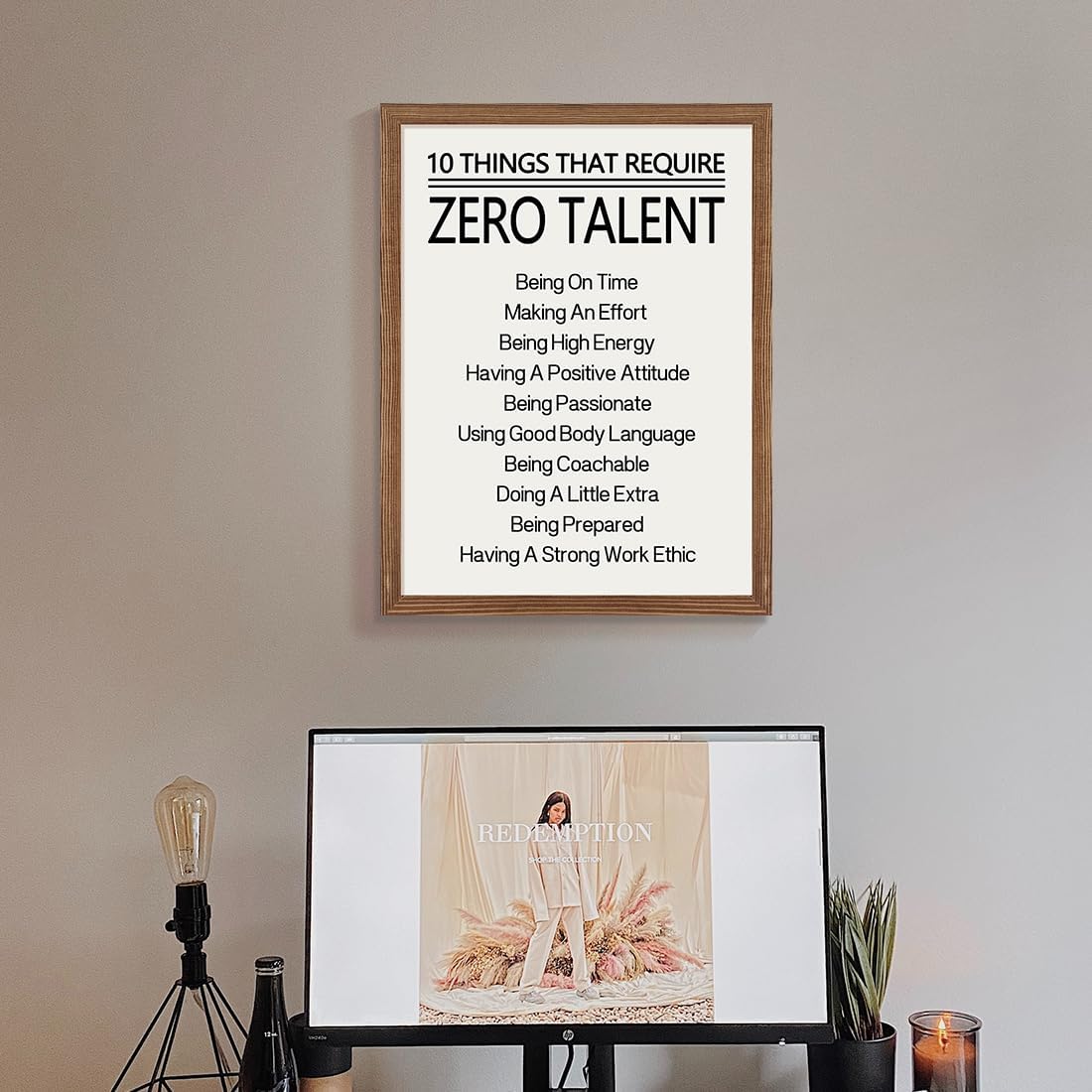 Arte inspirador de pared de oficina, 10 cosas que requieren cero talento, impresiones en lienzo, imágenes con citas de empresario, carteles