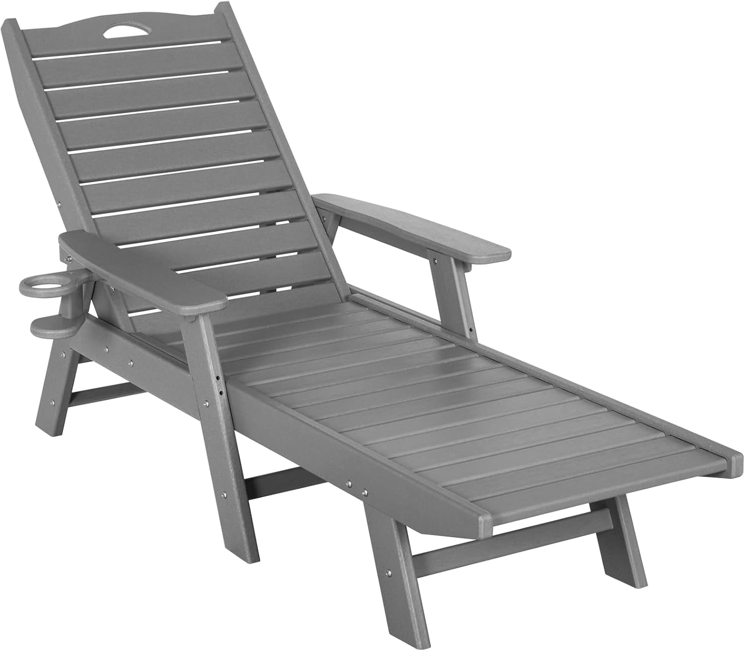 nalone Chaise Lounge para exteriores con respaldo ajustable de 5 posiciones, silla de descanso de polietileno de alta densidad para soportar