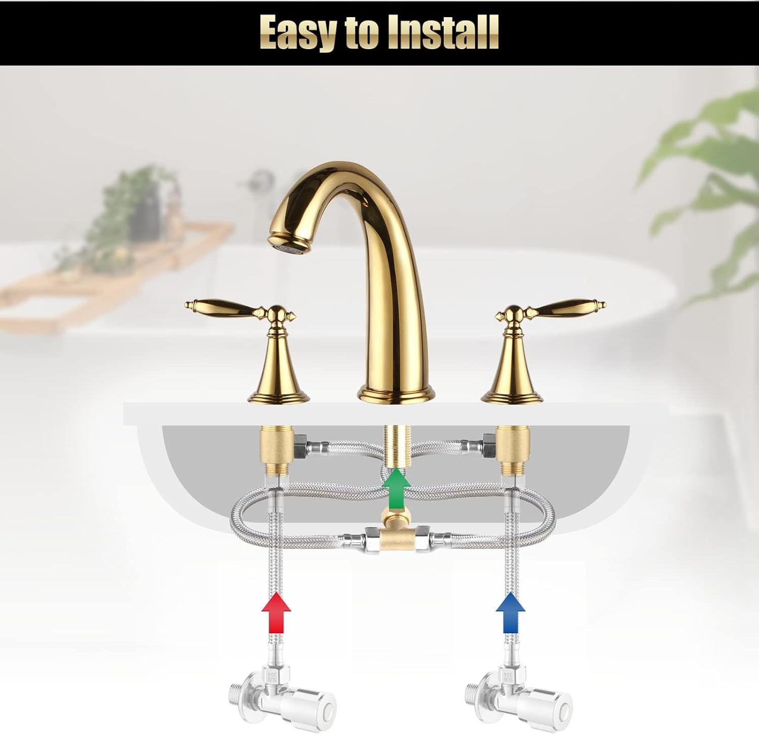 Grifos de baño para fregadero de 3 agujeros, grifo de baño de 2 manijas, Juego de grifos de baño de latón extendido, grifo de baño, grifo de lavabo