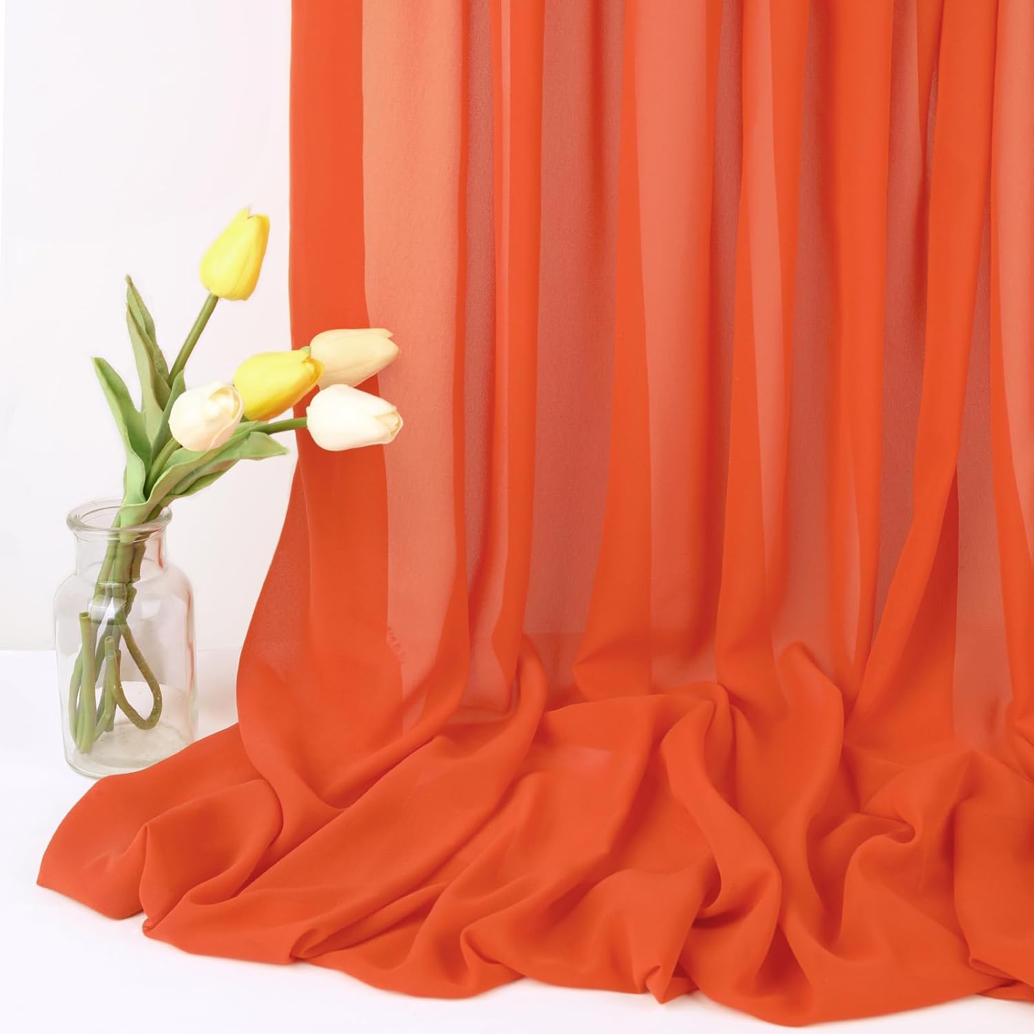 The Yard – Tela transparente de gasa naranja quemada de 10 yardas, decoración de corredor de boda, decoración de despedida de soltera