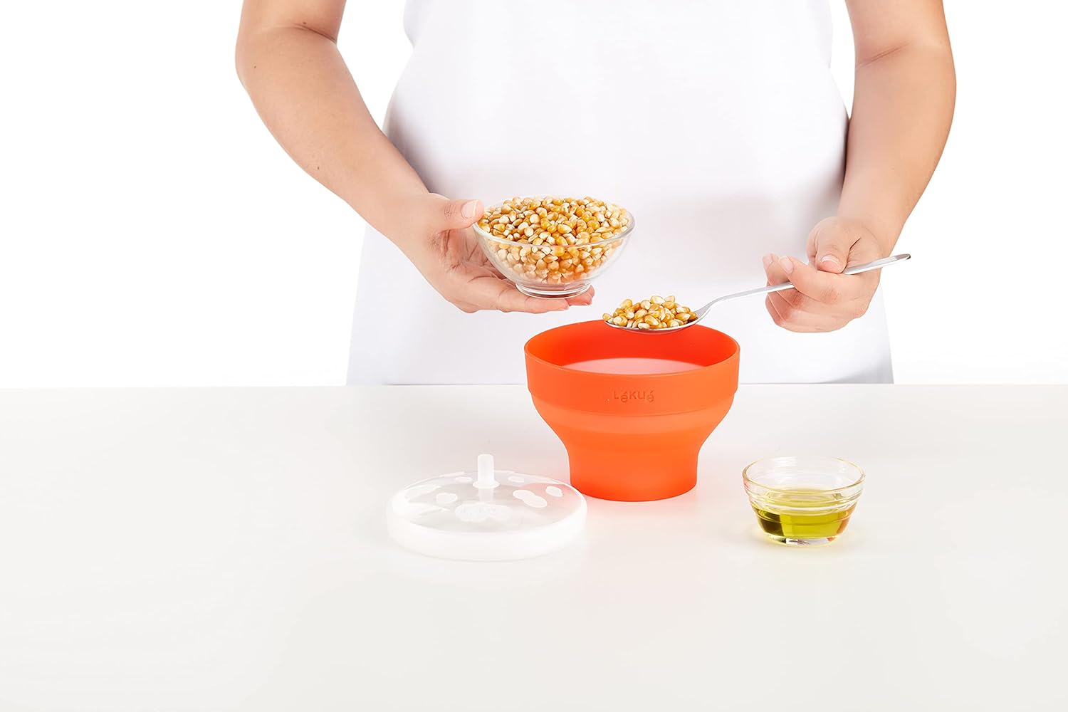 Lékué Mini máquina para hacer palomitas de maíz para microondas, 5 x 3.5 pulgadas, color rojo