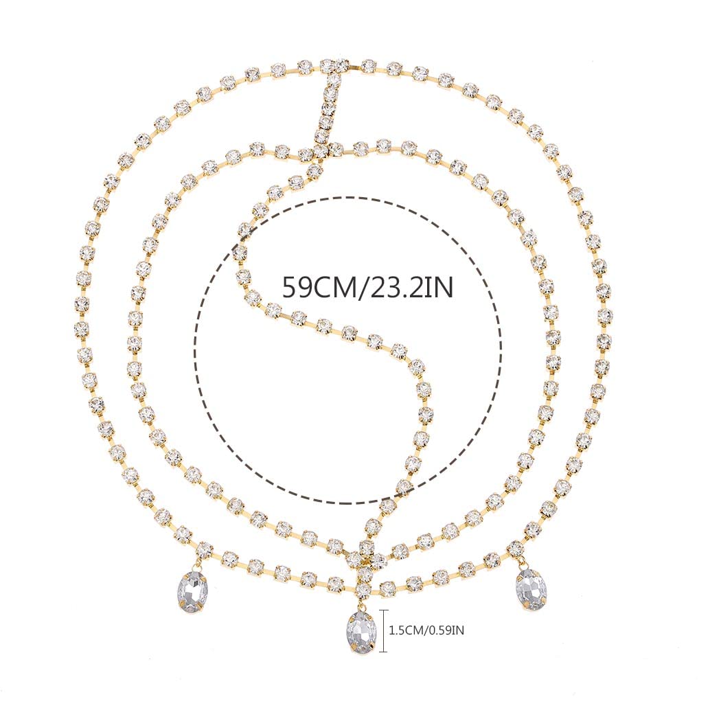 Yalice Cadena de cabeza en capas con diamantes de imitación, tocados brillantes para novia, diademas de cristal brillante, joyería para el cabello
