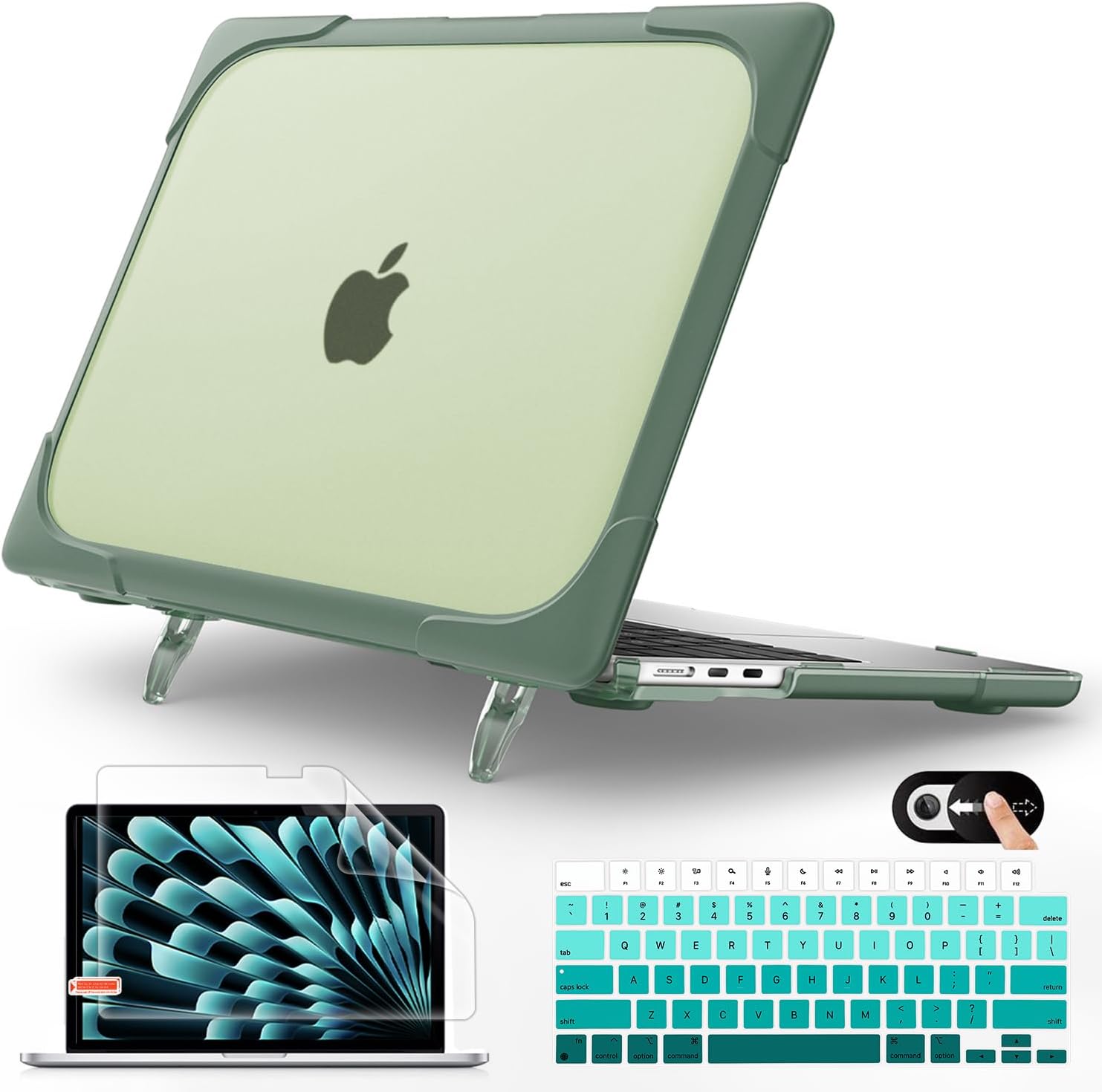 Mektron Funda resistente 2023 para MacBook Air de 15 pulgadas con chip M2 modelo A2941, funda rígida protectora a prueba de golpes de 15.4 pulgadas