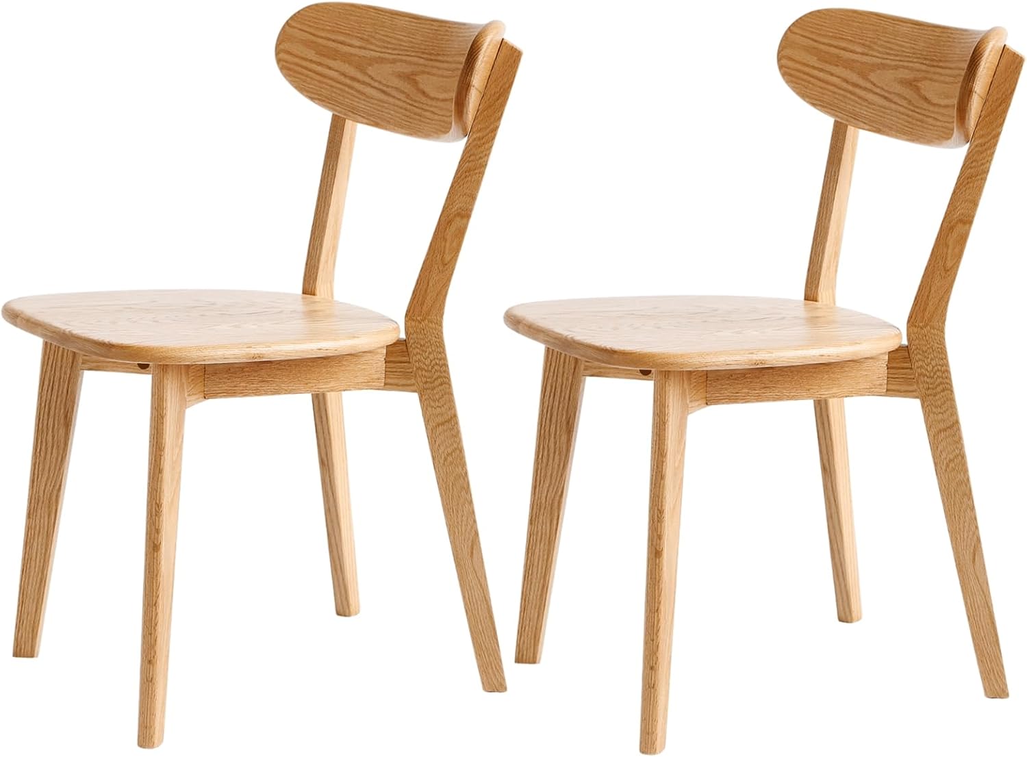 Juego de 2 sillas de comedor 100% madera de roble, sillas de cocina con cómodo respaldo redondo, sillas para sala de estar, comedor, fácil montaje,