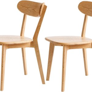 Juego de 2 sillas de comedor 100% madera de roble, sillas de cocina con cómodo respaldo redondo, sillas para sala de estar, comedor, fácil montaje, Juego de 2 sillas de comedor 100% madera de roble, sillas de cocina con cómodo respaldo redondo, sillas para sala de estar, comedor, fácil montaje,