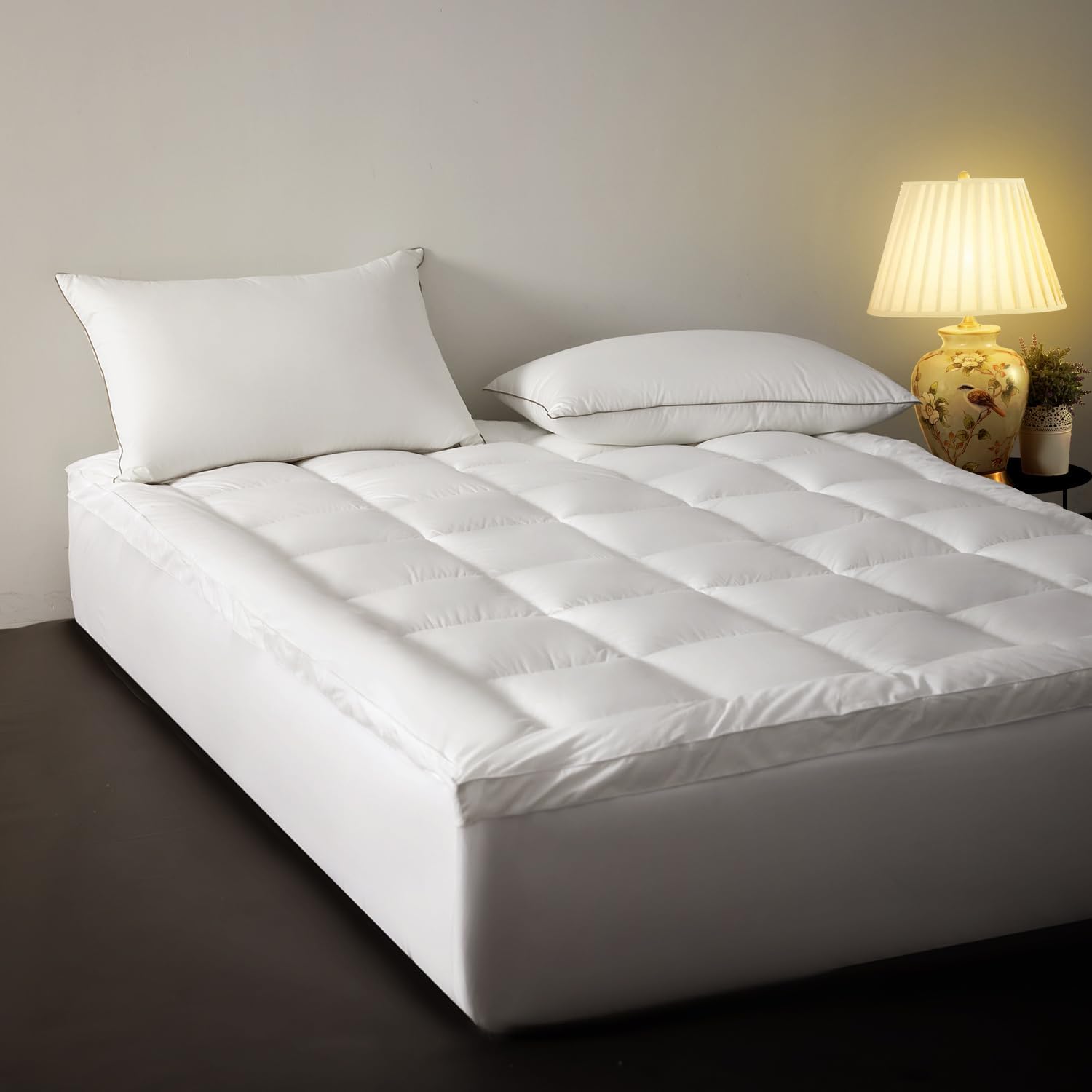 Royoliving Cubrecolchón de tamaño matrimonial, extra grueso, esponjoso, suave, elástico, protector de colchón de algodón, 18 pulgadas de