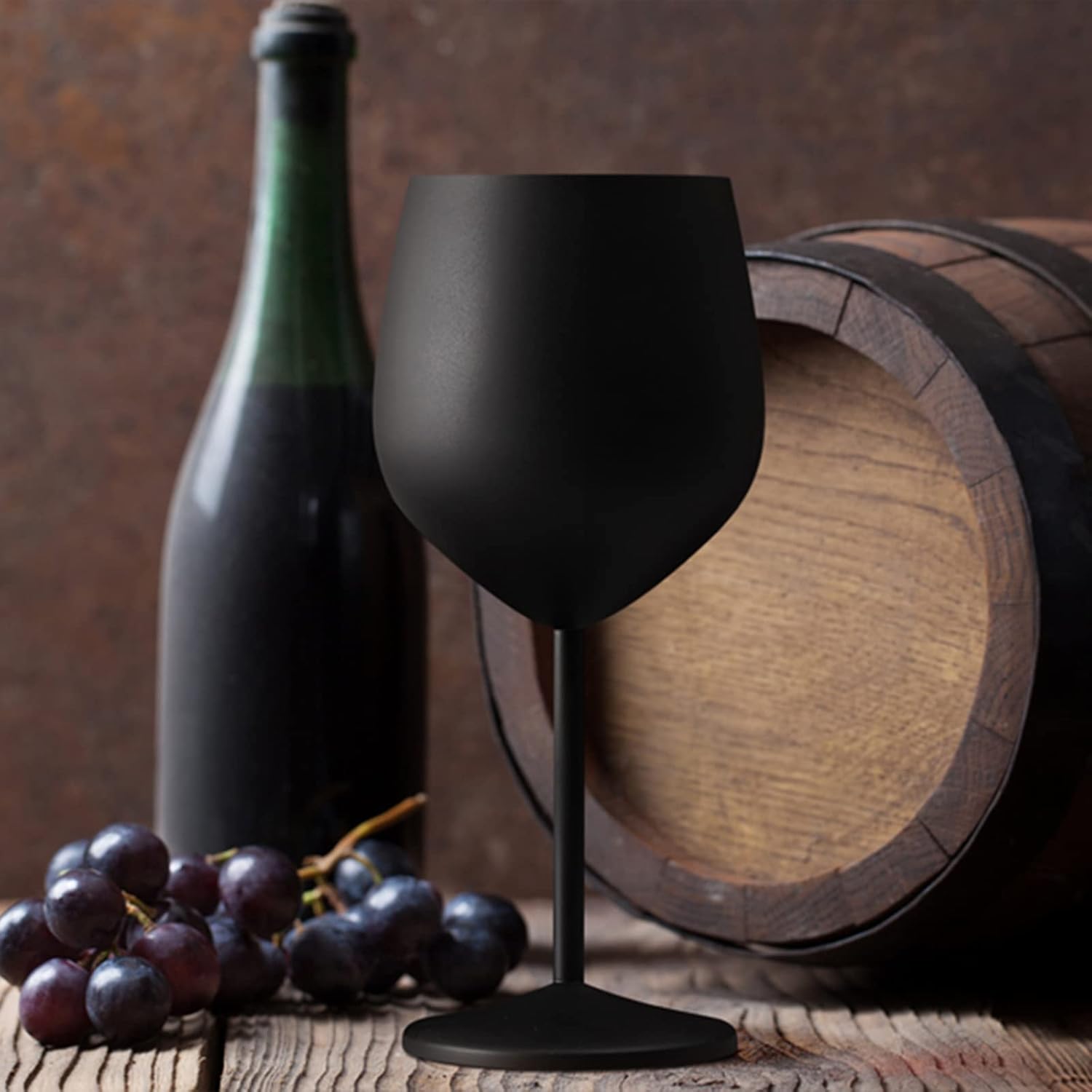 Lifecapido Copas de vino de acero inoxidable, copas de vino de tallo de acero inoxidable de 18 onzas, copas de vino de metal con tallo con cepillo