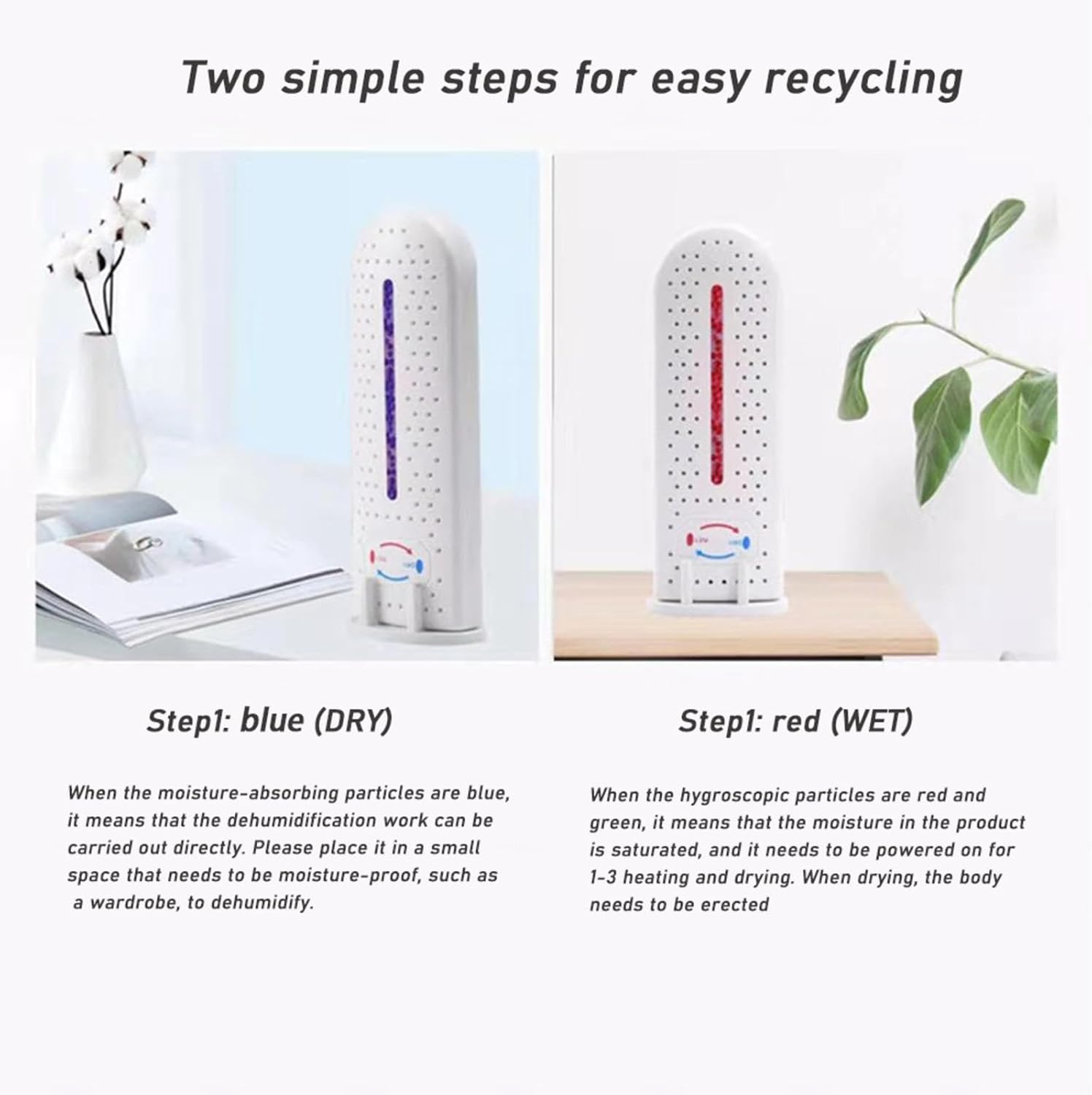 Deshumidificadores portátiles para el hogar, deshumidificador recargable inalámbrico con absorción de humedad, para espacios cerrados, armario y