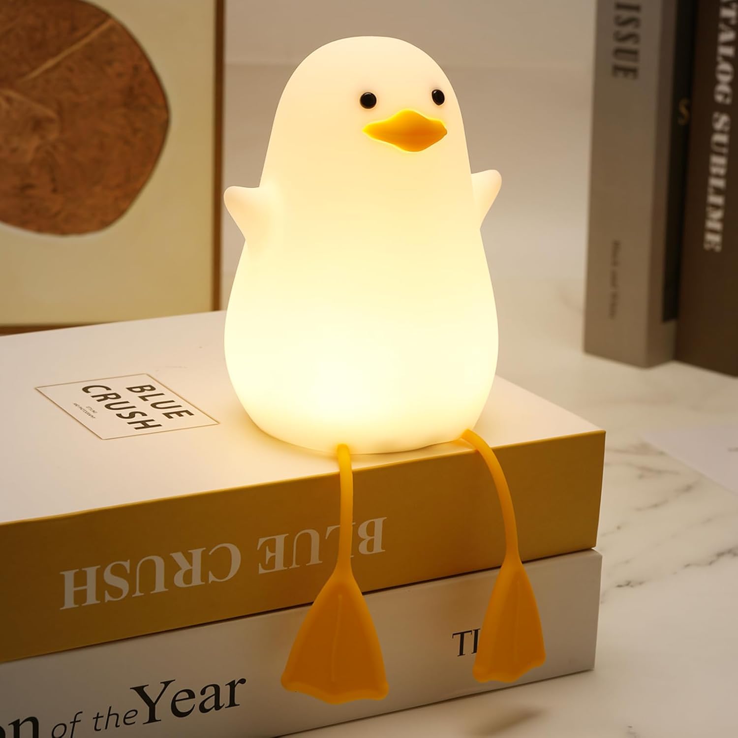 Lámpara de pato, bonita luz nocturna de pato para niños, luz nocturna recargable regulable para niños, lámpara de noche LED de silicona para