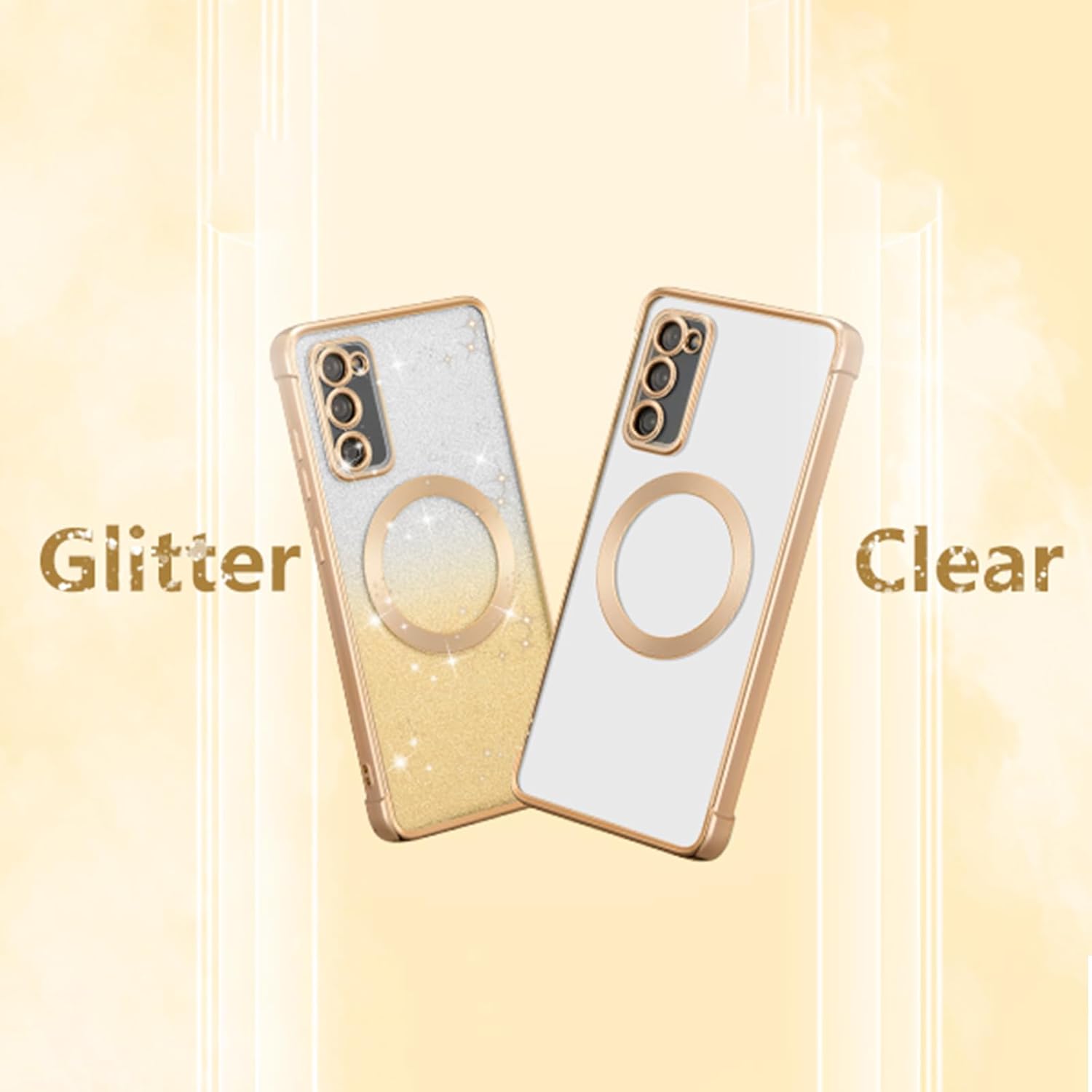 ZTOFERA Funda magnética para Samsung Galacxy S20 FE 5G con purpurina degradada, compatible con MagSafe Funda protectora de TPU chapada de lujo para