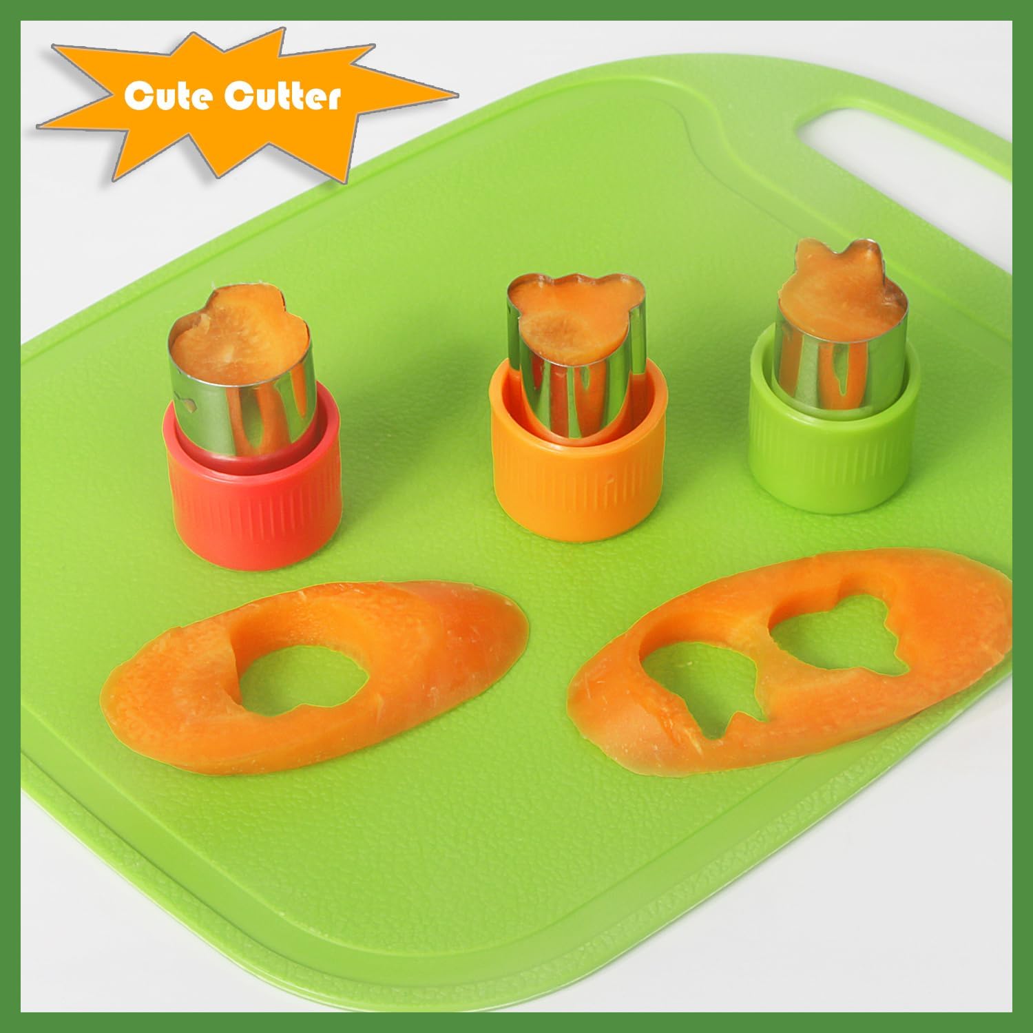Tellshun Juego de cuchillos de cocina para niños de 9 piezas, cuchillos para cocina real con tabla de cortar y pelador, cortador de sándwich, bordes