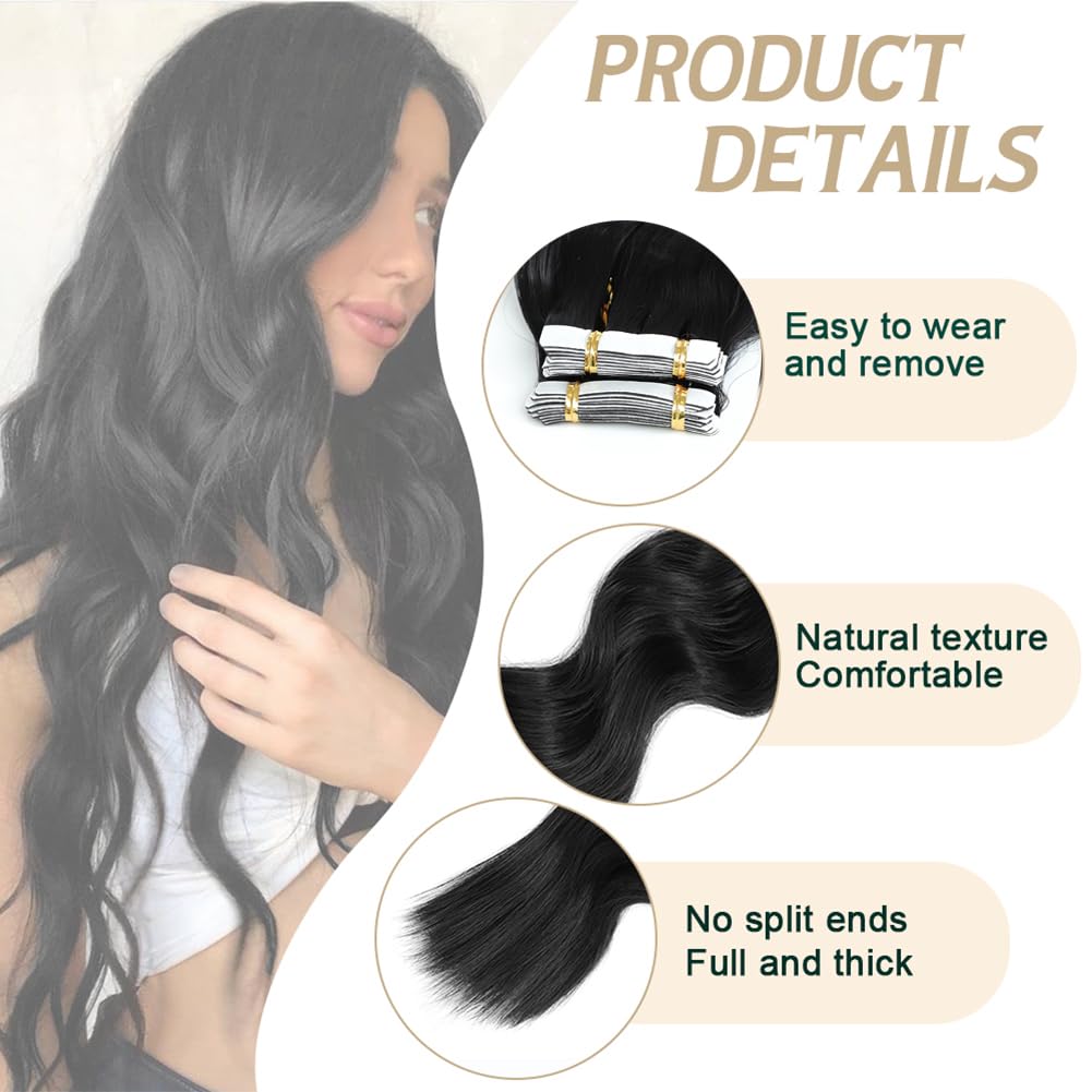 AFNOTE Extensiones de cabello con cinta, 10 unidades, 1.76 oz, rizado, ondulado, extensiones de cabello con cinta adhesiva invisible de 20 pulgadas,