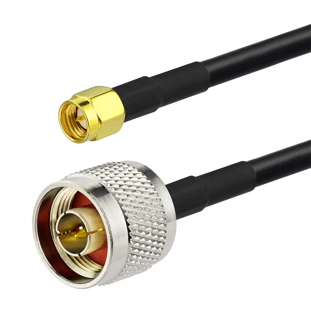 Superbat Wlaniot Cable RG58 de baja pérdida N macho a SMA macho con conectores resistentes a la intemperie (25 pies, 24.6 ft) para antena de celda