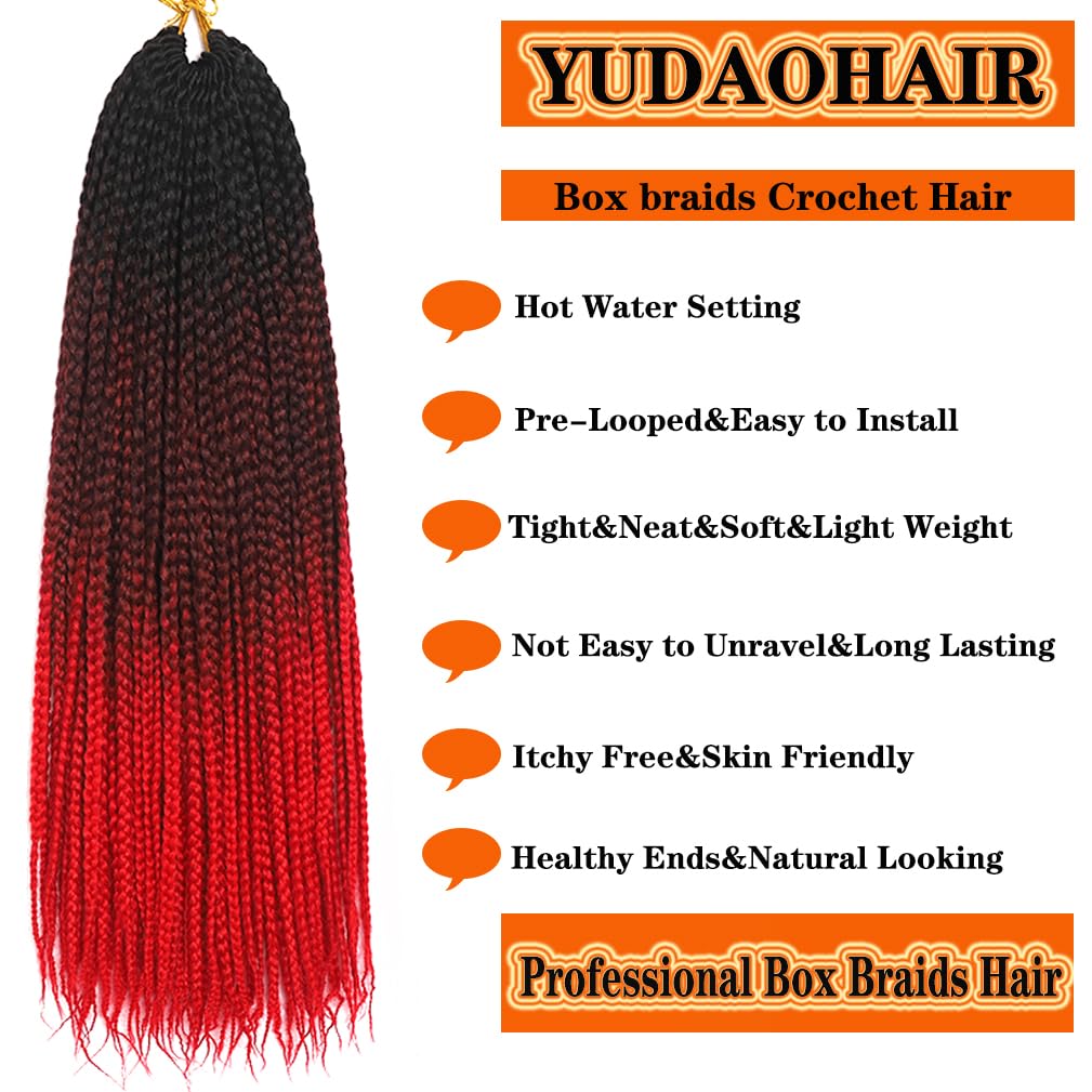 Extensiones de cabello de ganchillo de color rojo degradado de 24 pulgadas, extensiones de cabello de ganchillo preenrolladas hechas a mano, 3