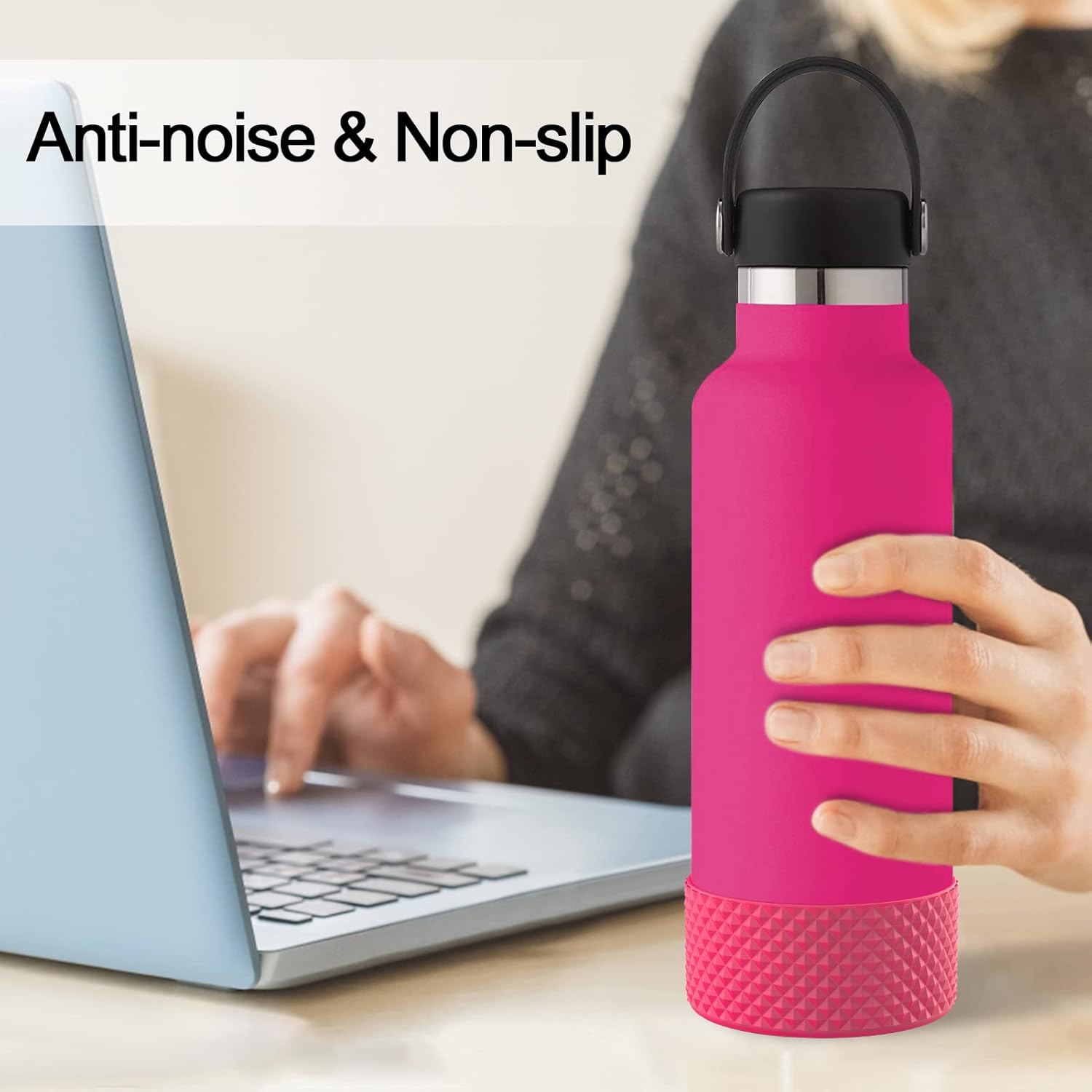 WUQID Bota para botella de agua, bota de silicona de diamante compatible con vaso Stanleyy de 20 a 40 onzas y botella Hydroo Flask de 12 a 24 onzas,