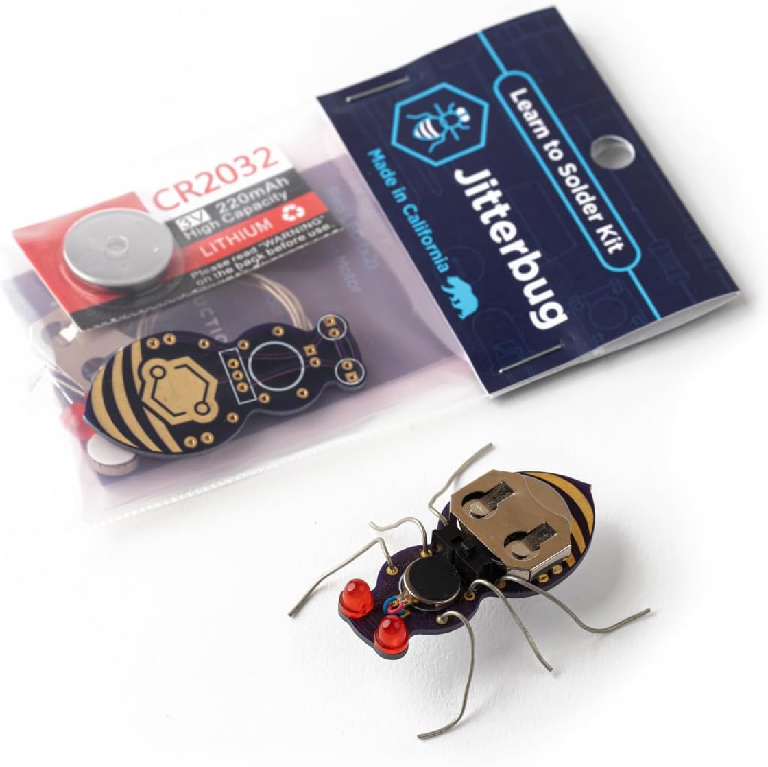 Jitterbug Deluxe Kit  Kit de soldadura de bricolaje para principiantes  Proyectos electrónicos para estudiantes y clases STEM  Herramientas incluidas