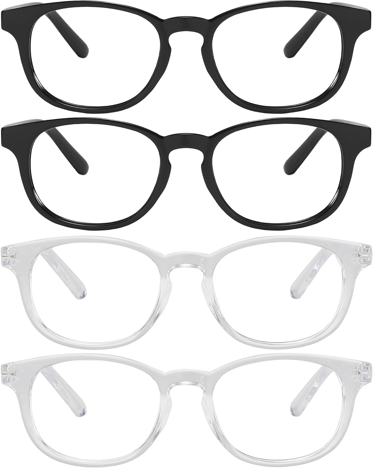 Przene Gafas de lectura pequeñas para mujeres y hombres, ovaladas con bloqueo de luz azul, con bisagra de resorte, paquete de 4