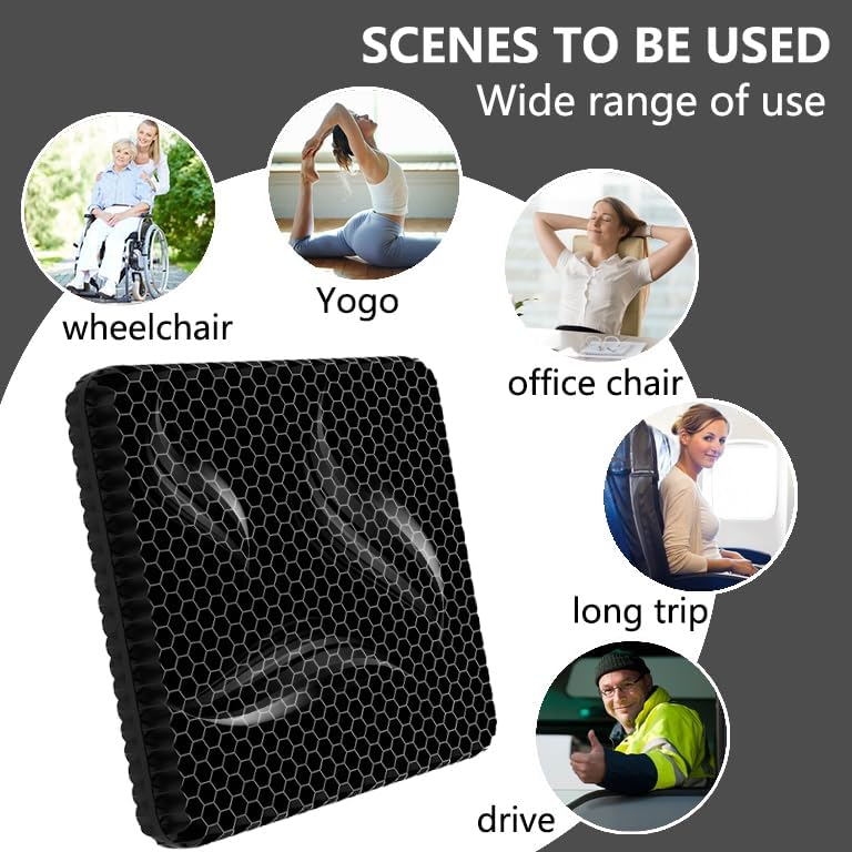 Cojín de gel para asiento largo sentado, cojín de gel para silla de ruedas, cojín de gel suave para silla de coche, cojín de gel para asiento de
