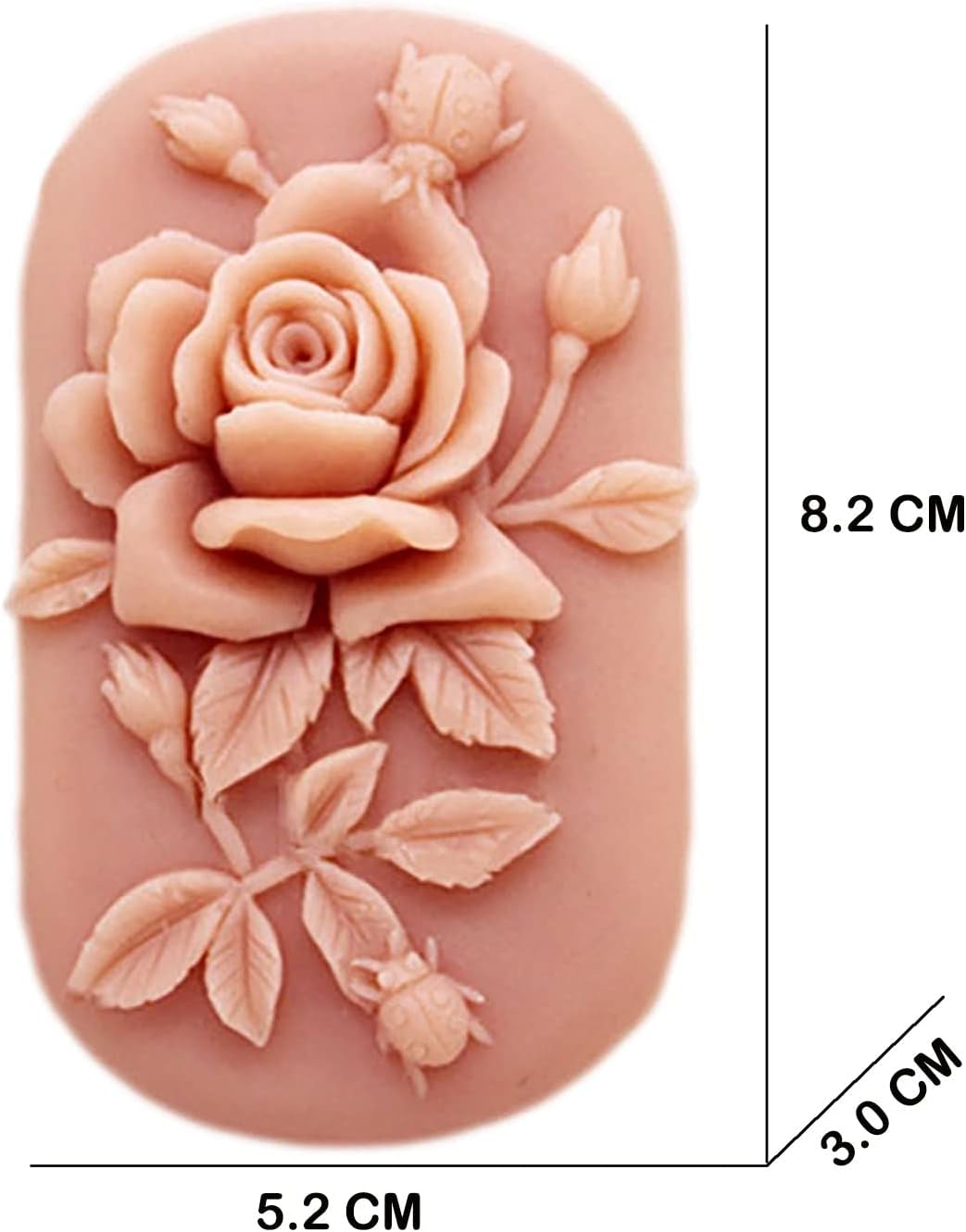 Molde de jabón de silicona para hacer jabón, manualidades, manualidades, hecho a mano, chocolate, caramelo, pastel, rosa, flor ovalada (14447)