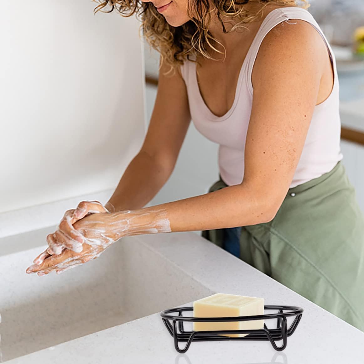 Jabonera en barra para ducha y baño, de acero inoxidable, autodrenante, para cocina, baño, fácil limpieza, mantiene el jabón seco, ovalado, negro, 1