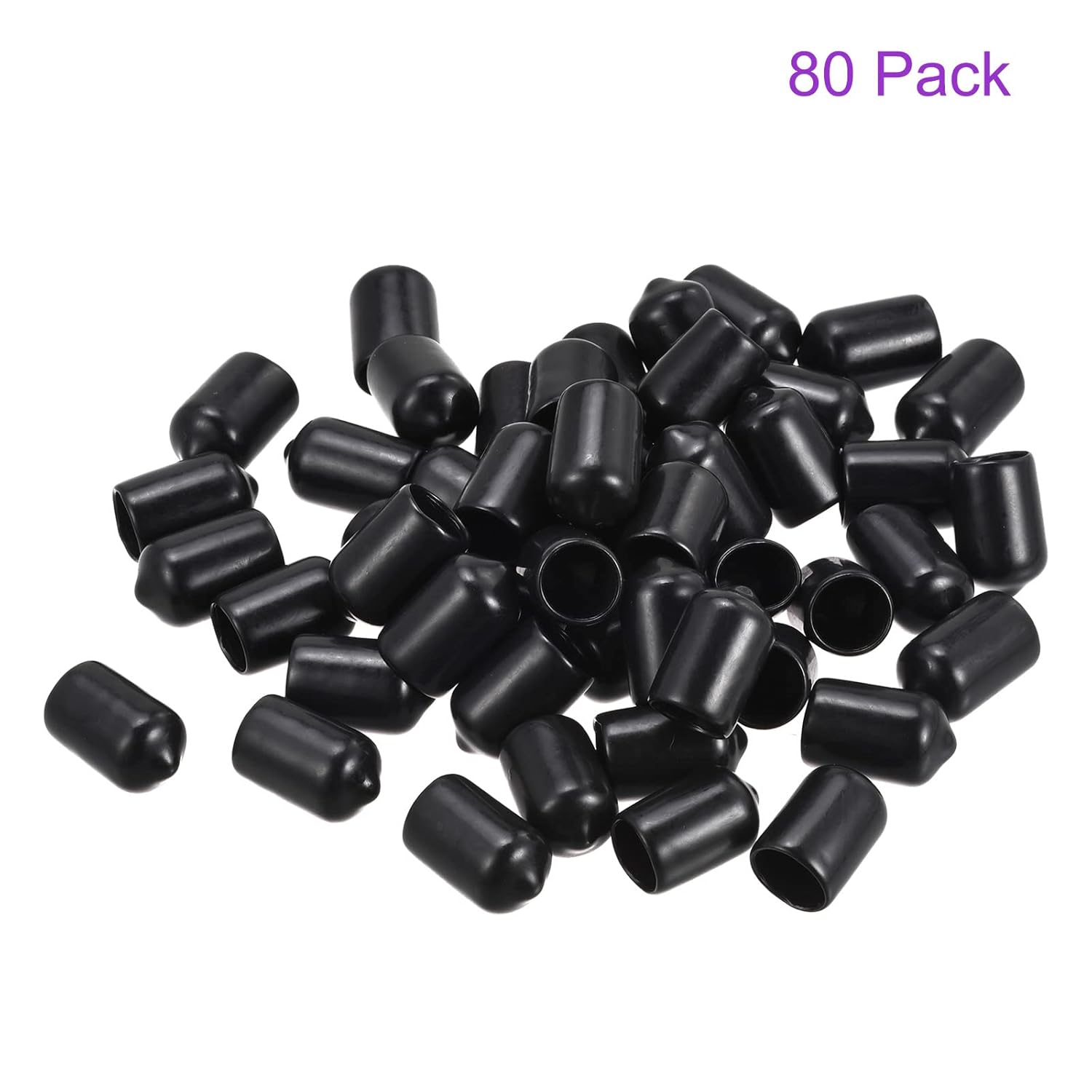 DMiotech Paquete de 80 protectores de rosca de tornillo negros de 38 pulgadas de diámetro interior, tapas de goma para pernos de tornillo para