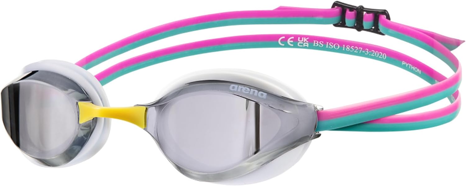 ARENA Gafas de natación unisex Python Racing para hombres y mujeres, antivaho sin fugas, máxima comodidad, doble correa, espejolente sin espejo