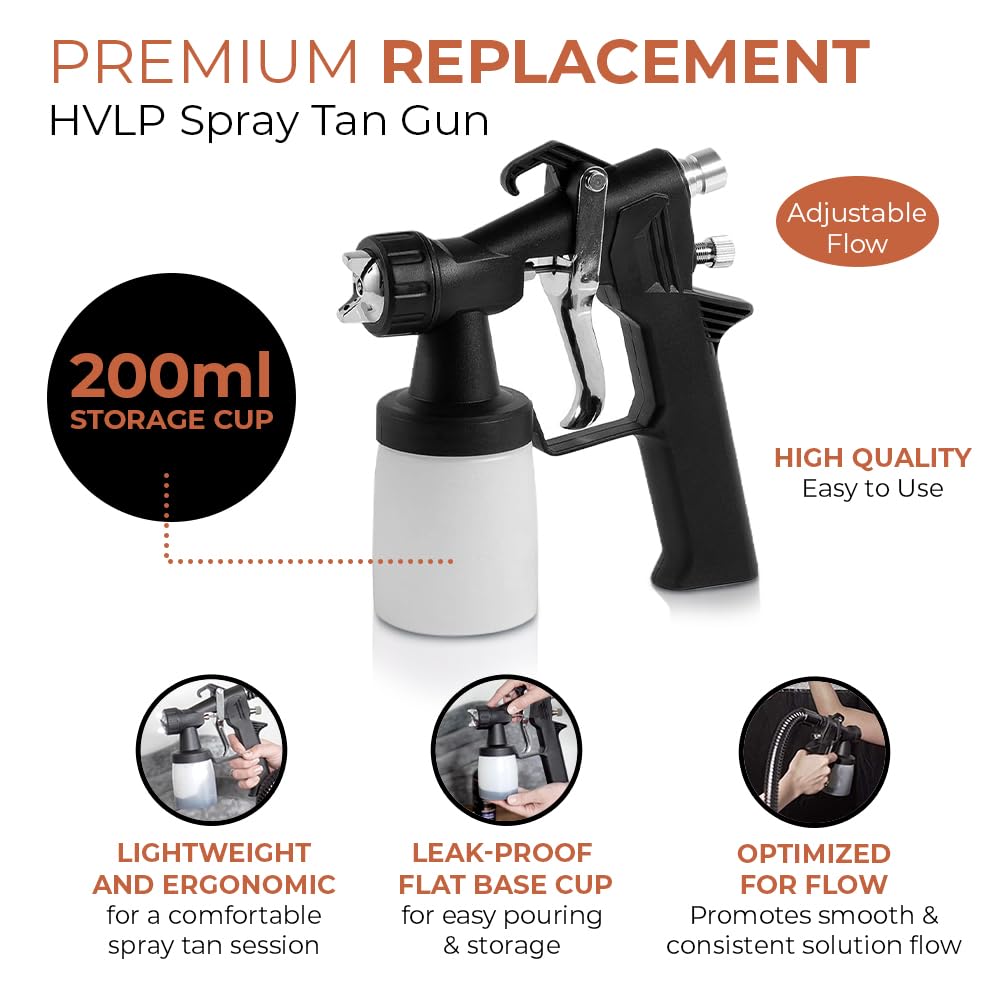 Pistola de repuesto de bronceado en aerosol para máquina de bronceado en aerosol HVLP con taza de 6.8 fl oz – Para solución de bronceado en aerosol