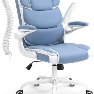 SEATZONE Silla de oficina azul ergonómica de cuero ejecutivo silla de escritorio pequeña linda silla de trabajo rodante para adolescentes y adultos SEATZONE Silla de oficina azul ergonómica de cuero ejecutivo silla de escritorio pequeña linda silla de trabajo rodante para adolescentes y adultos