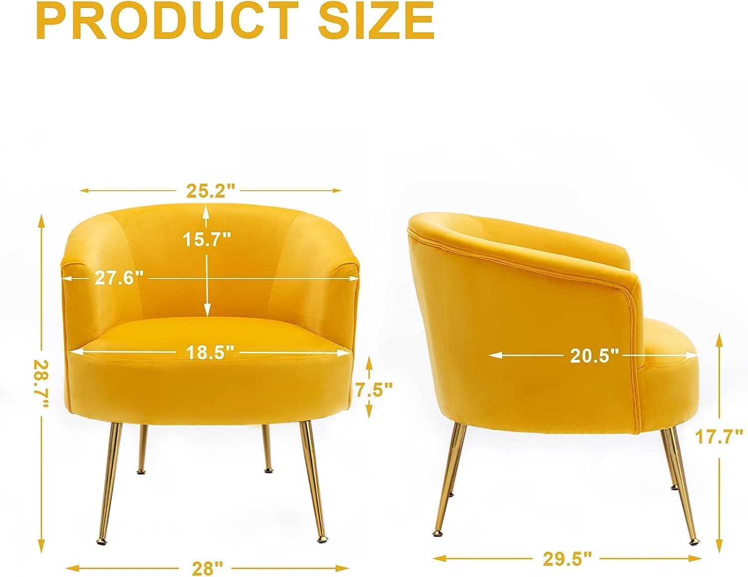 GNIXUU Cómoda silla decorativa de barril, sillón tapizado de tela de terciopelo, elegante silla de bañera con patas doradas, sillas de tocador