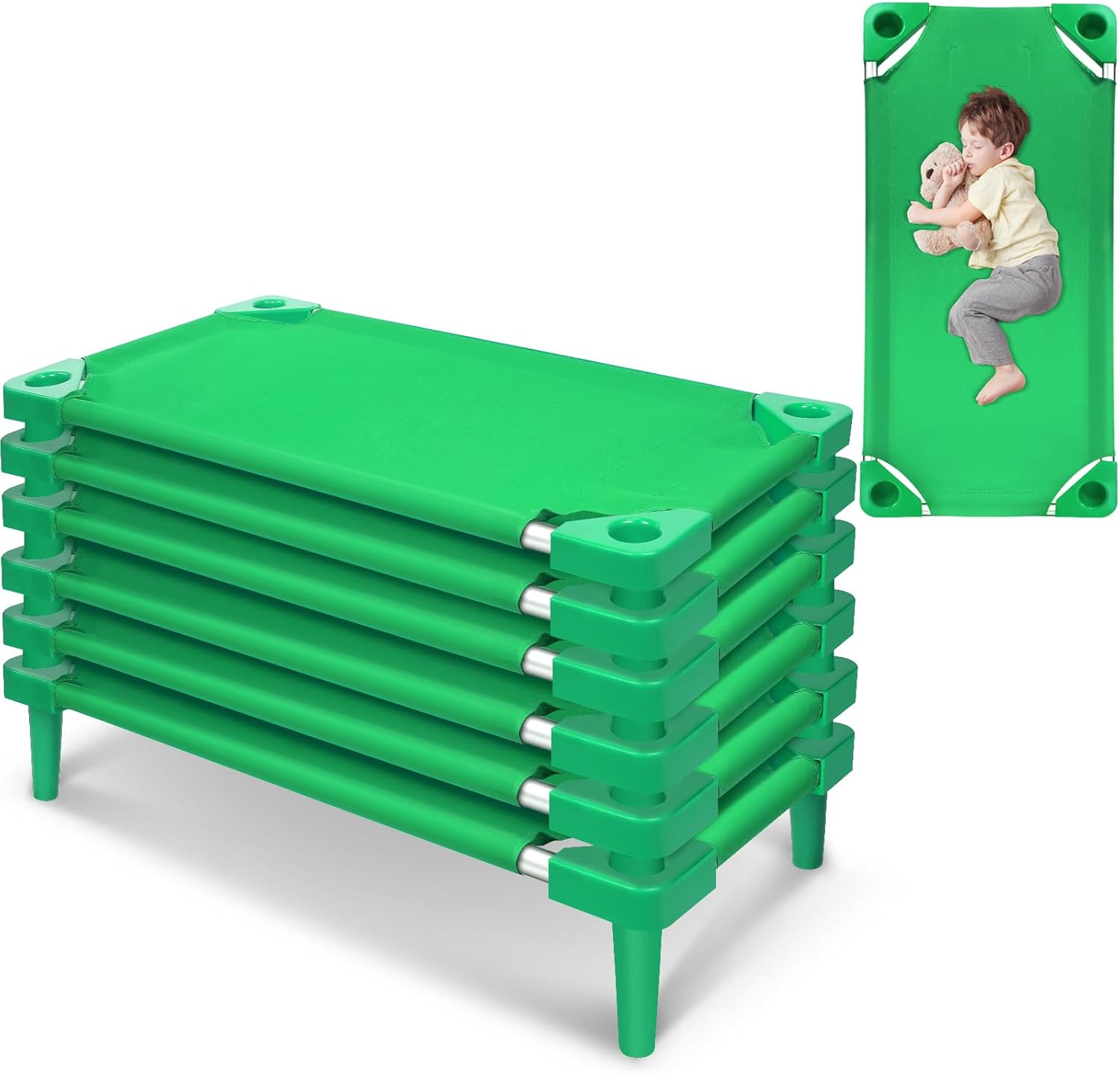 Cunas apilables para niños, 47 pulgadas de largo x 22 pulgadas de ancho, cuna portátil para dormir, cama portátil para muebles de aula preescolar,