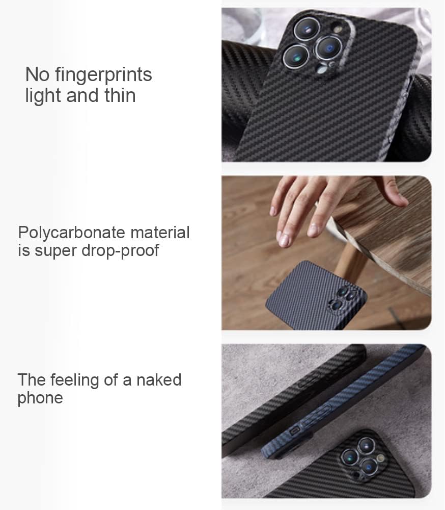 LAFRAU Funda de teléfono con textura de fibra de carbono para iPhone 14 Pro Max de 6.7 pulgadas, delgada 0.031 in cubierta protectora dura a prueba