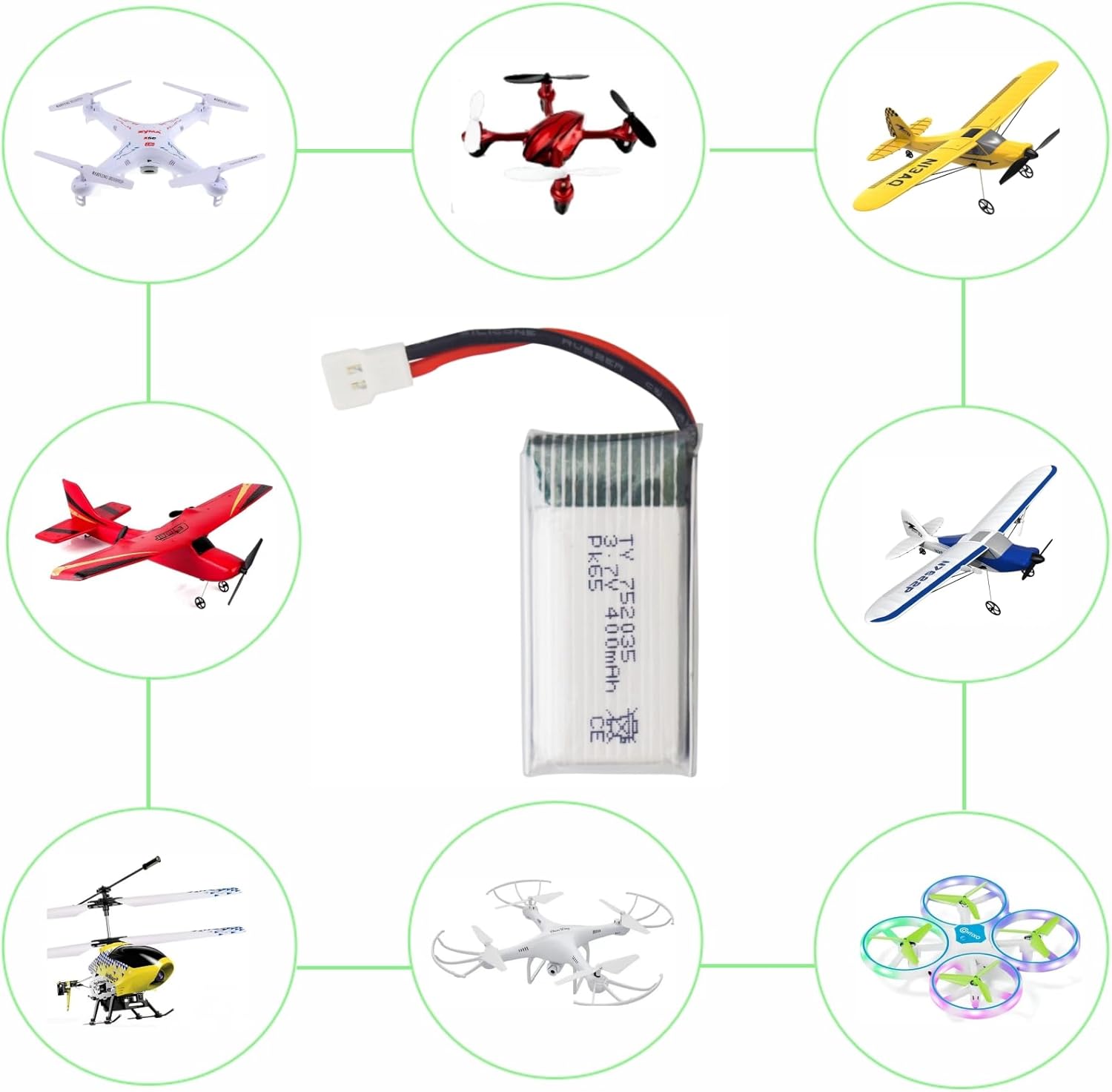 Batería de litio de alta tasa de 5 piezas de 3.7 V 400 mAh con cargador 5 en 1 para Hubsan H107C H107L SYMA Q11 X11C HS170C F180C TOZO Q2020 E016H