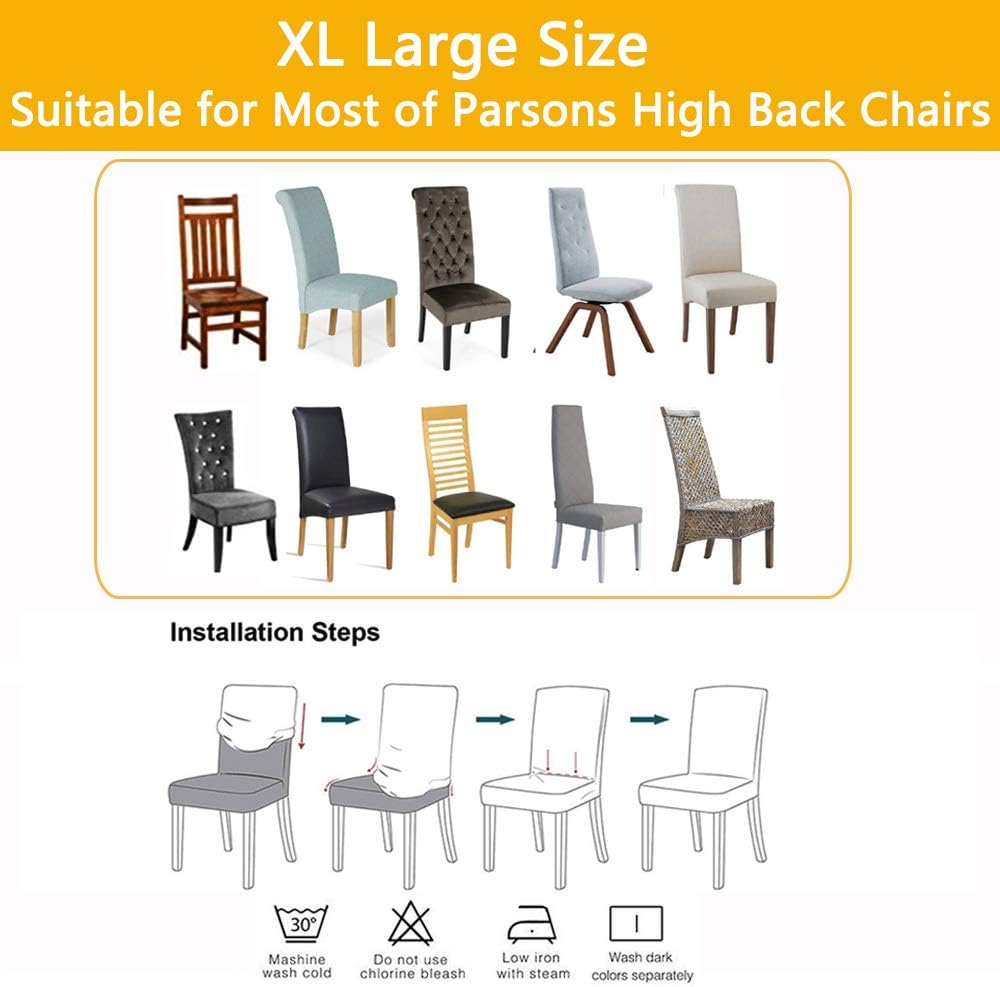 Fundas elásticas para sillas de comedor, XLextragrandes, extraíbles y lavables, suaves, de Spandex extra grande para sillas de comedor para cocina,