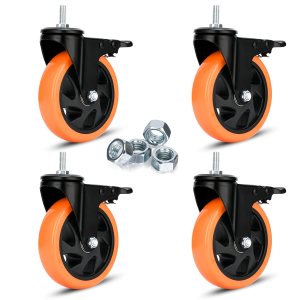 Ruedas giratorias de alta resistencia, ruedas de PVC de 5 pulgadas con vástago de 38 a 16 x 1 pulgadas, ruedas de seguridad industriales de doble Ruedas giratorias de alta resistencia, ruedas de PVC de 5 pulgadas con vástago de 38 a 16 x 1 pulgadas, ruedas de seguridad industriales de doble