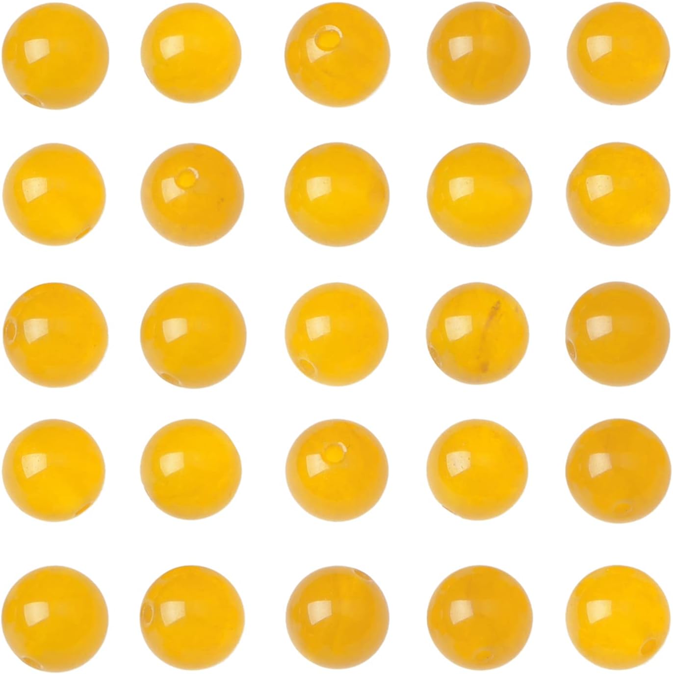 AD Beads 8mm Natural Round Loose Beads 110 Pieces, for Making 108 Mala Prayer Beads Necklace, Bracelet & Yoga Meditation, Jewelry Design (Yellow