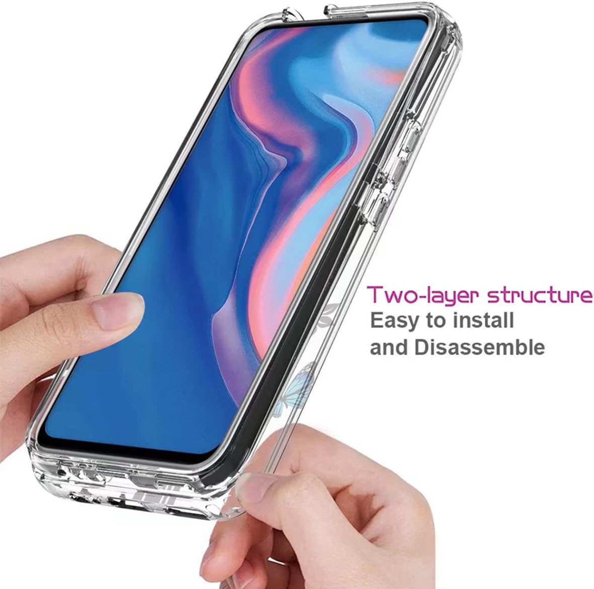 Vavies Funda para Y9 Prime 2019Honor 9XP Smart Z con protector de pantalla de vidrio templado, cuerpo completo transparente con protección de diseño