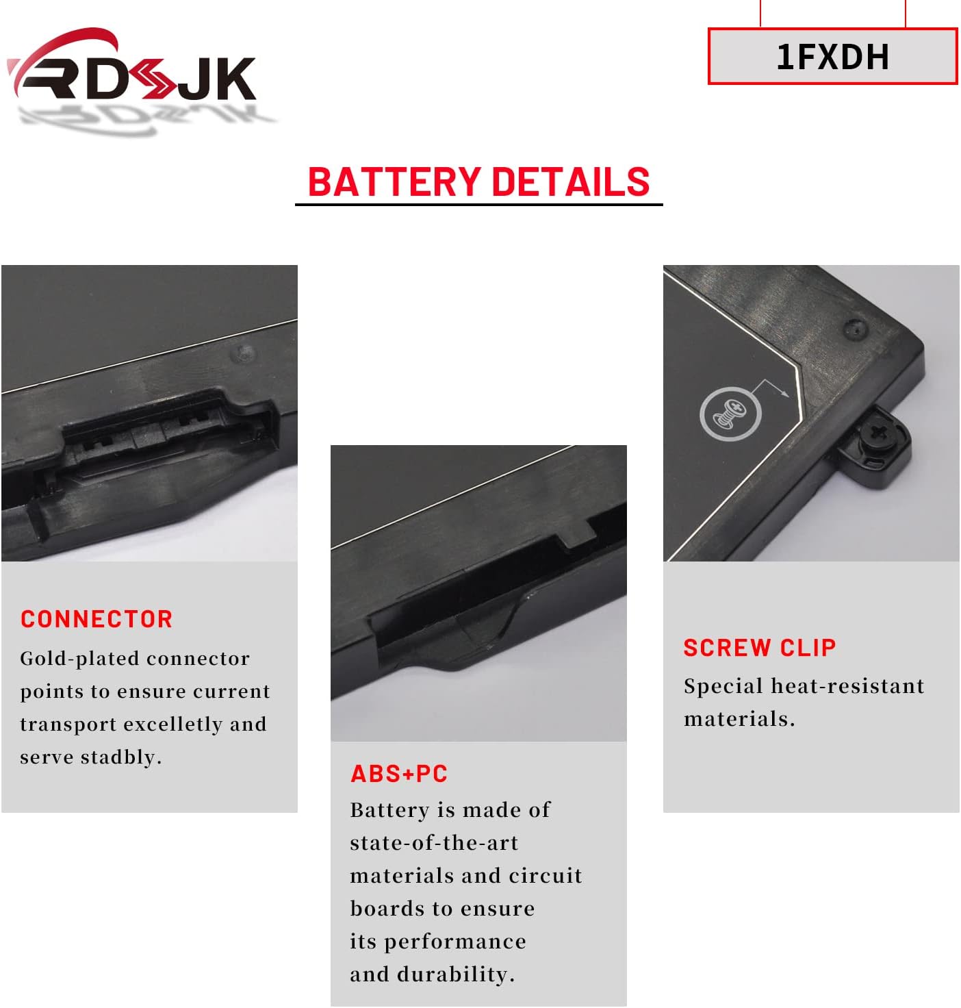 1FXDH 1WJT0 – Batería para portátil Dell Precision 3541 3551 Latitude 15 5501 5511 E5501 E5511 Series 01WJT0 D191G 0D191G CN-0D191G 11.4V 97Wh