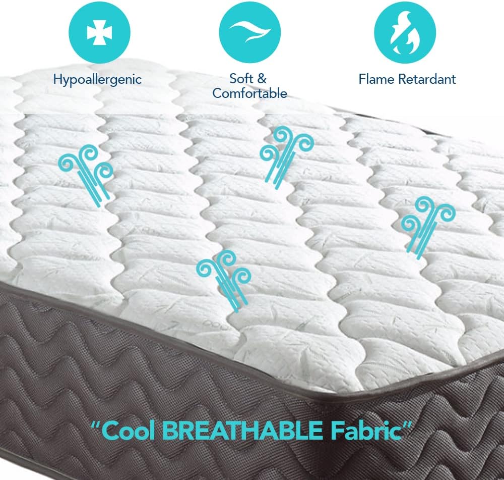 Swiss Ortho Sleep Colchón híbrido de espuma viscoelástica de 10 pulgadas y resortes interiores para un sueño fresco y alivio de la presión, colchón