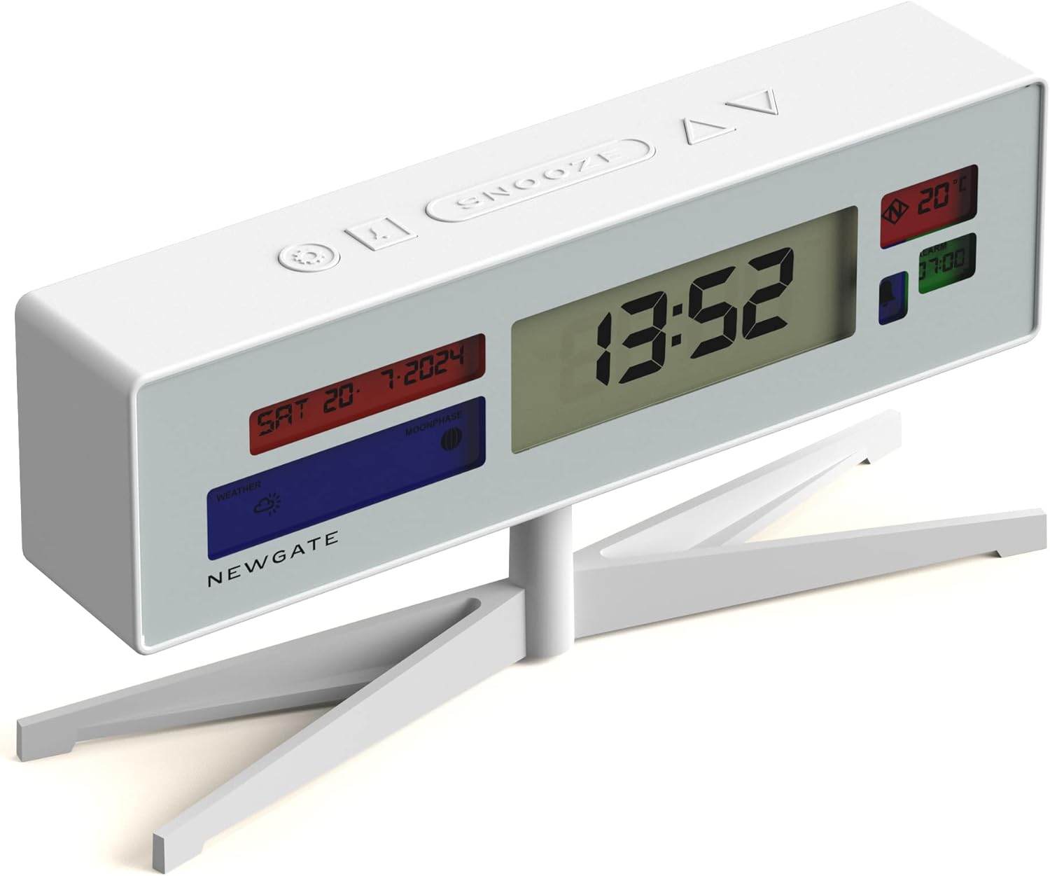 NEWGATE Supergenius – Reloj despertador LCD moderno, reloj de noche, reloj de escritorio, reloj digital, despertador digital, accesorios de