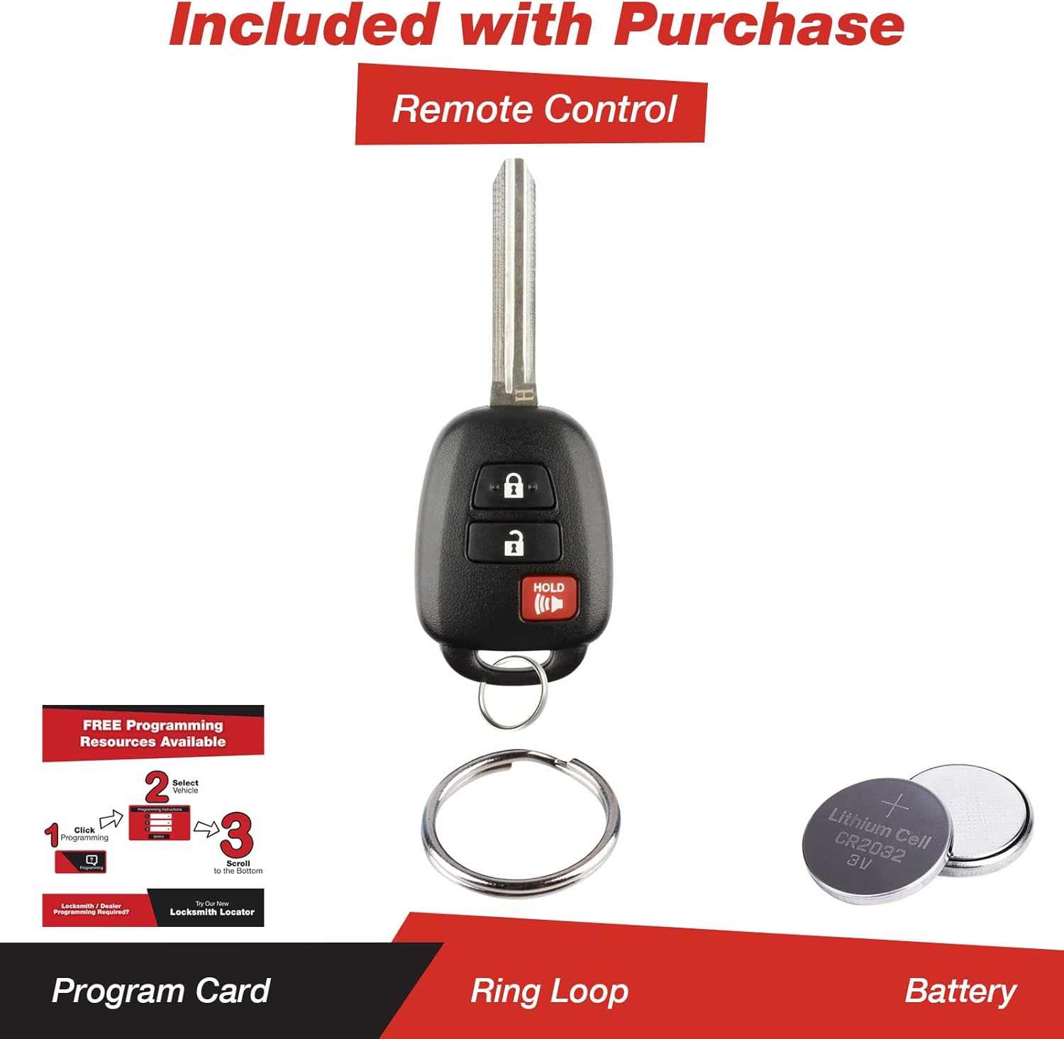 KeylessOption Llave de coche sin cortar para Toyota Rav4 Prius C HYQ12BDM 2014-2019